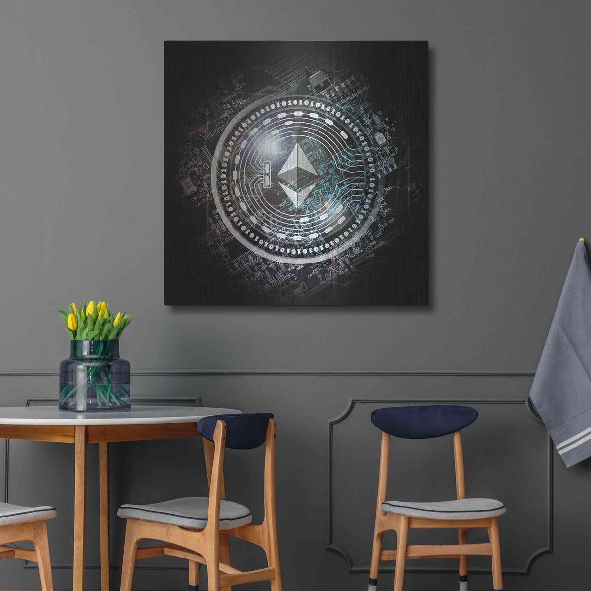 'Eth Ethereum Crypto Coin' by Valentyn Artemenko – Metal Wall Art, 36x36 room view