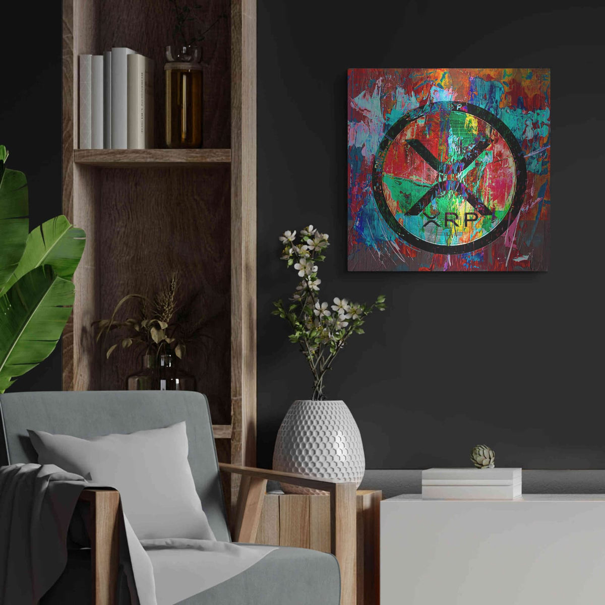 'Xrp Crypto In Color' by Valentyn Artemenko – Metal Wall Art, 24x24 room view