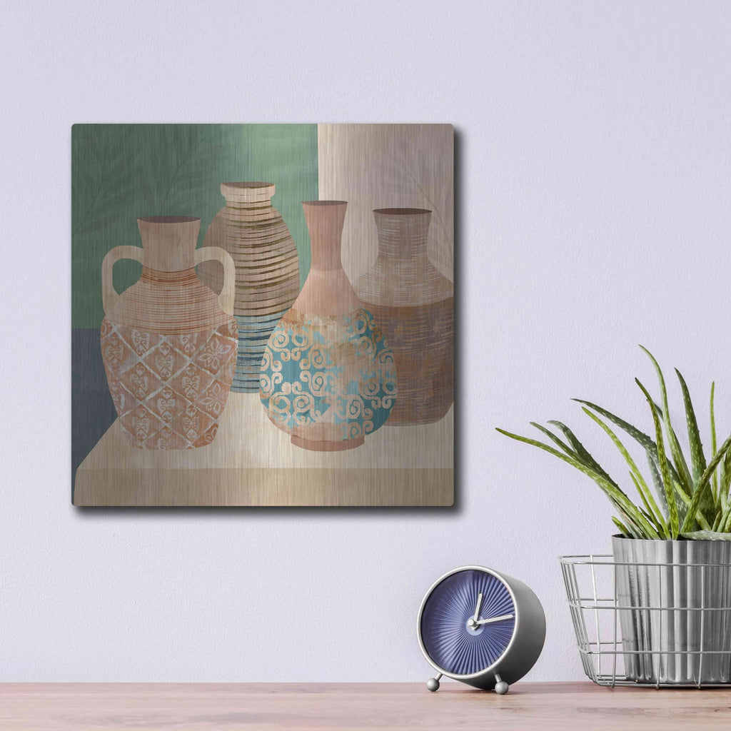 'Earthenware Pots III' by Flora Kouta – Metal Wall Art, 12x12 room view