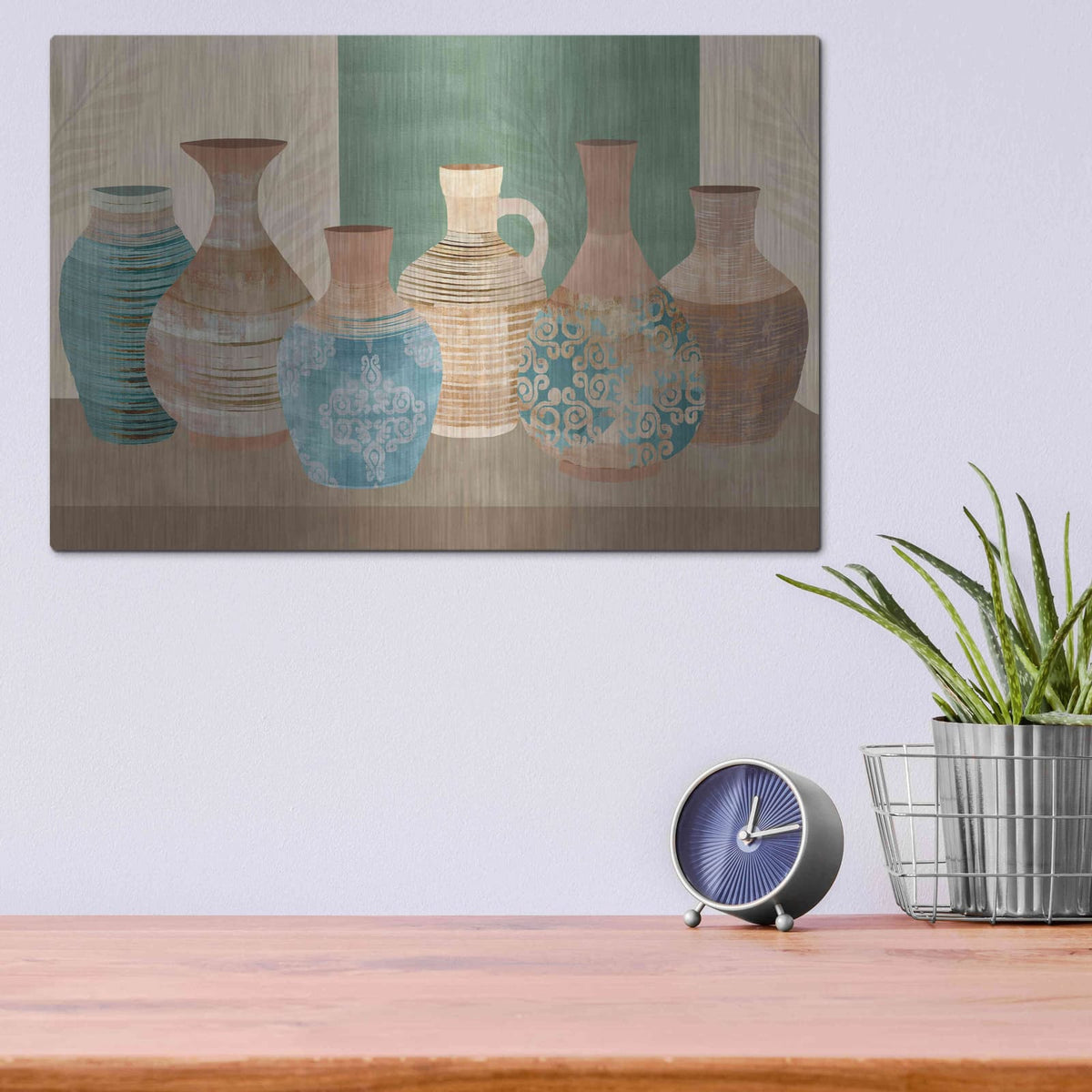 'Earthenwared Pots IV' by Flora Kouta – Metal Wall Art, 16x12 room view