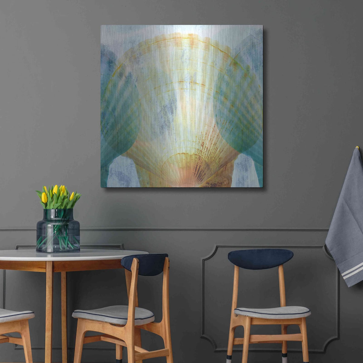 'Luminous Seashells 2' by Elena Ray – Metal Wall Art, 36x36 room view