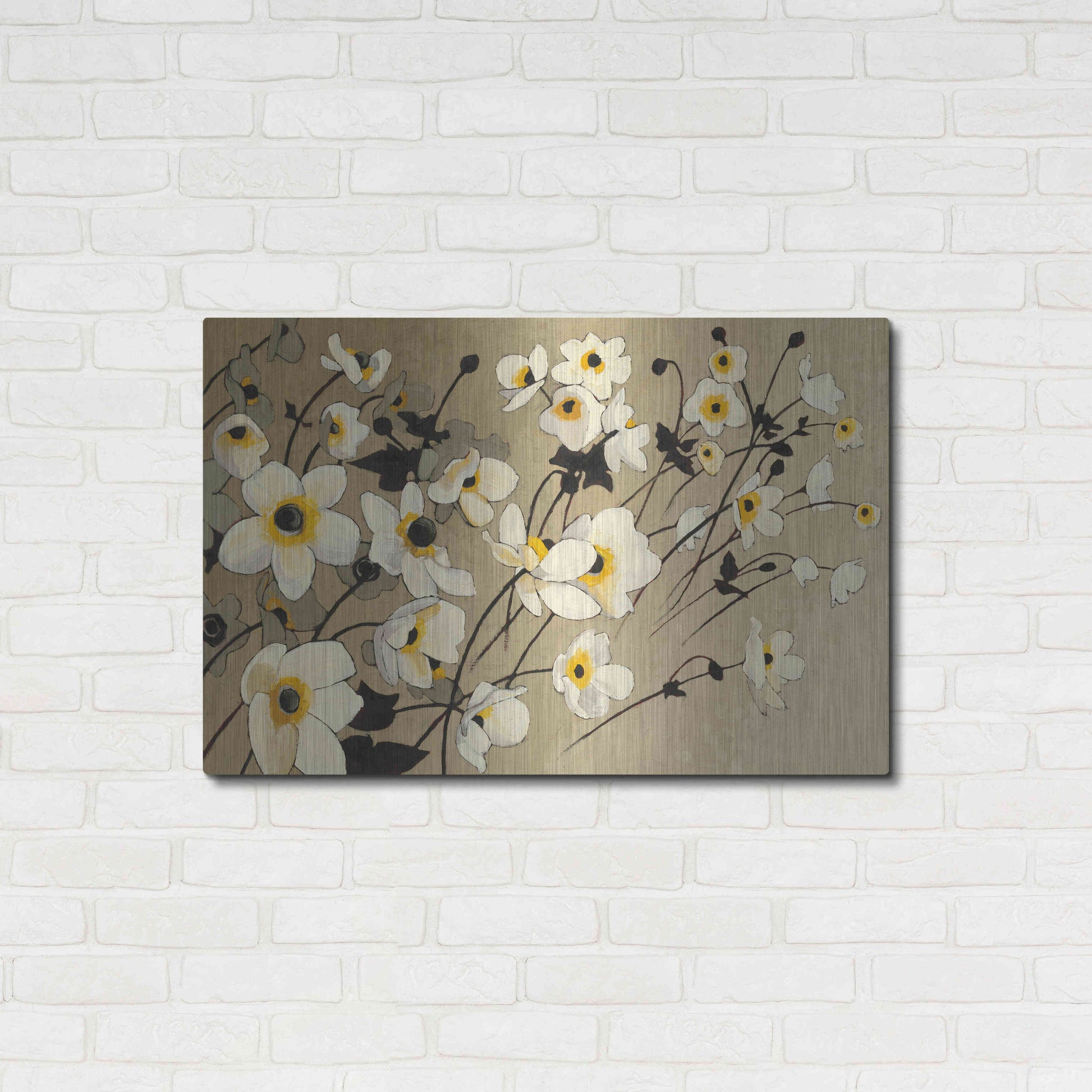 Luxe Metal Art 'Anemones Japonaises Blancs' by Shirley Novak, Metal Wall Art,36x24