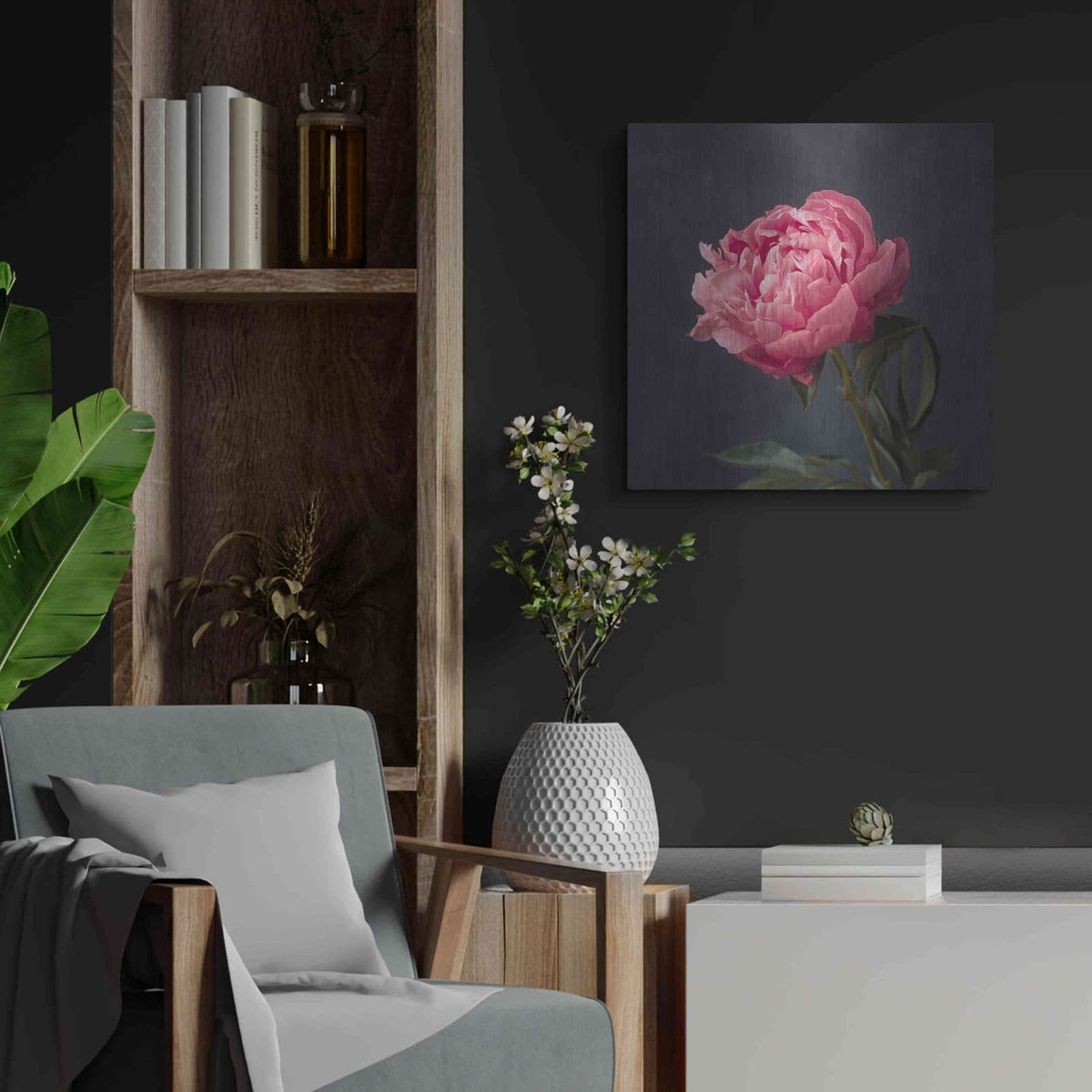 'Perfectly Pink' by Leah McLean – Metal Wall Art, 24x24 room view