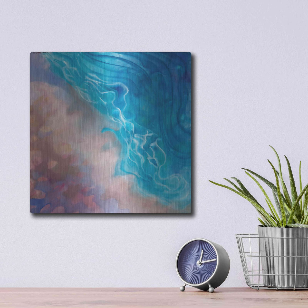 'Beachy Pinks' by Louise Montillio – Metal Wall Art, 12x12 room view