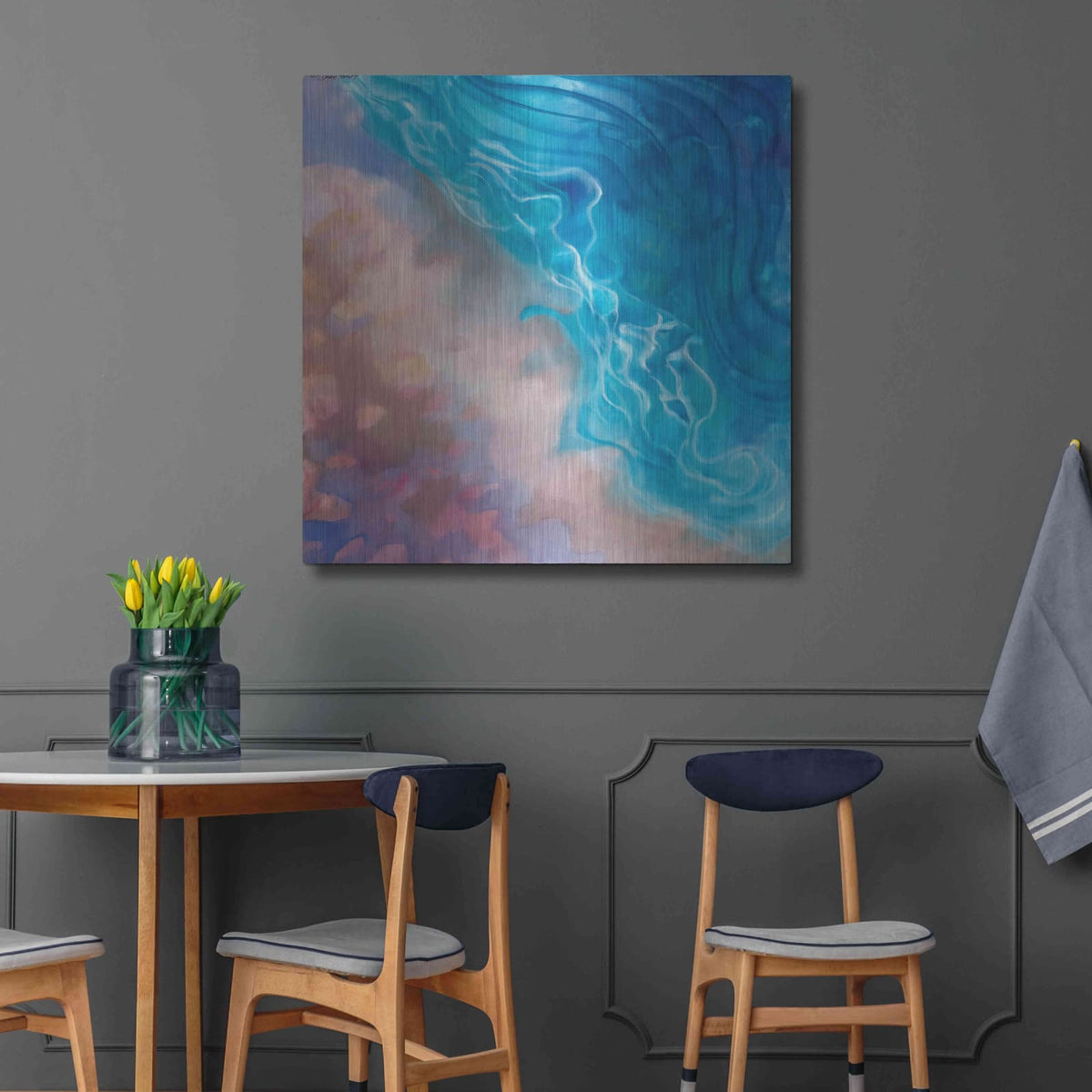 'Beachy Pinks' by Louise Montillio – Metal Wall Art, 36x36 room view