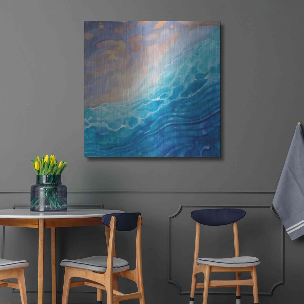 'Beachy Naples' by Louise Montillio – Metal Wall Art, 36x36 room view