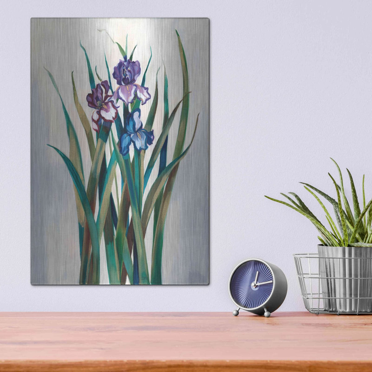 'Iris Jewels' by Louise Montillio – Metal Wall Art, 12x16 room view