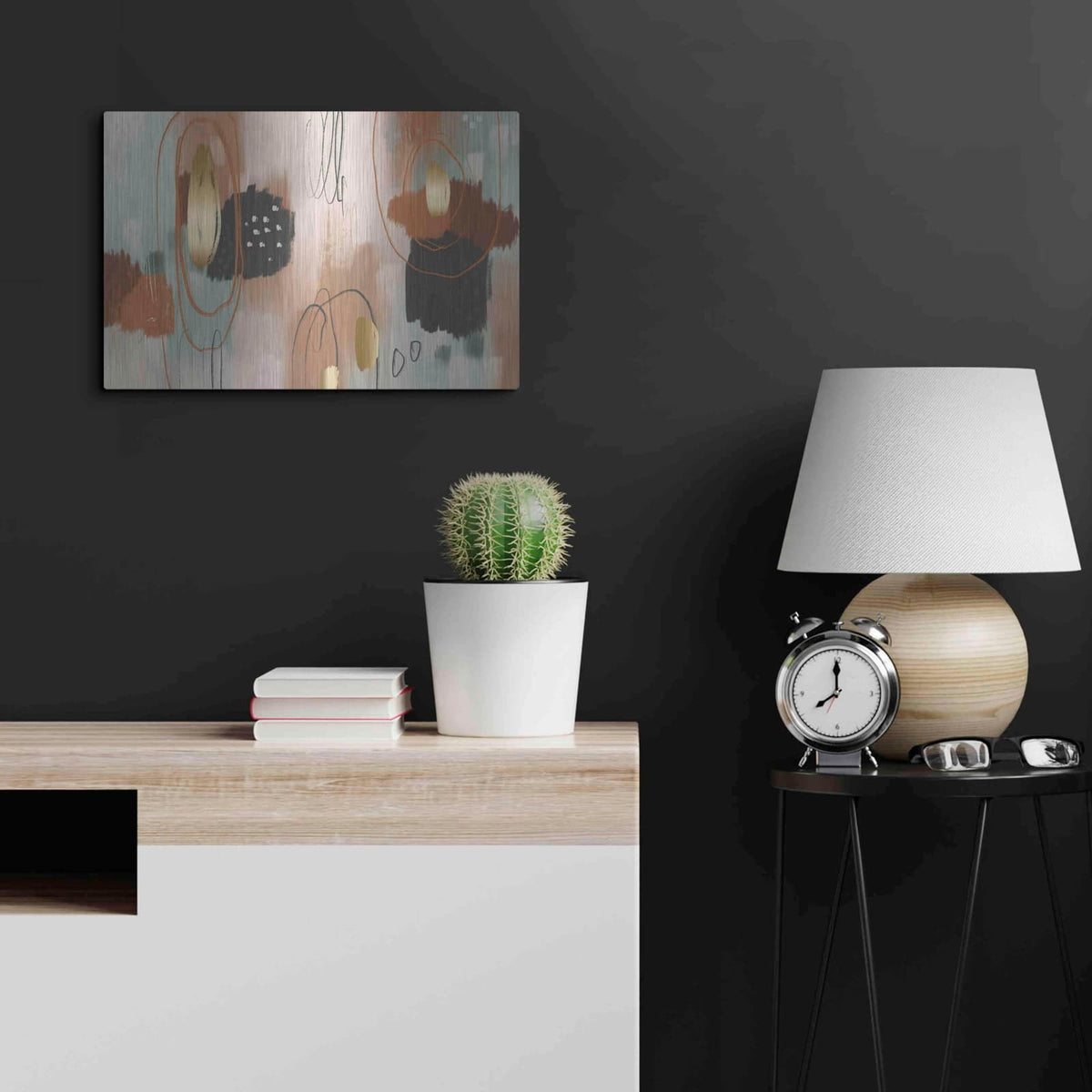 'Baked Clay' by Delores Naskrent – Metal Wall Art, 24x16 room view