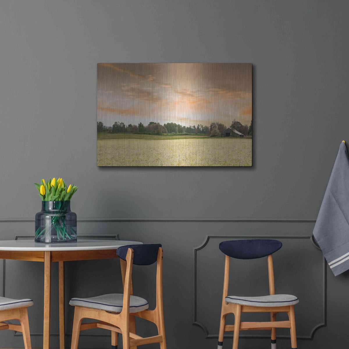 'Barn In The Field Of Spring Flowers' by Don Schwartz – Metal Wall Art, 36x24 room view