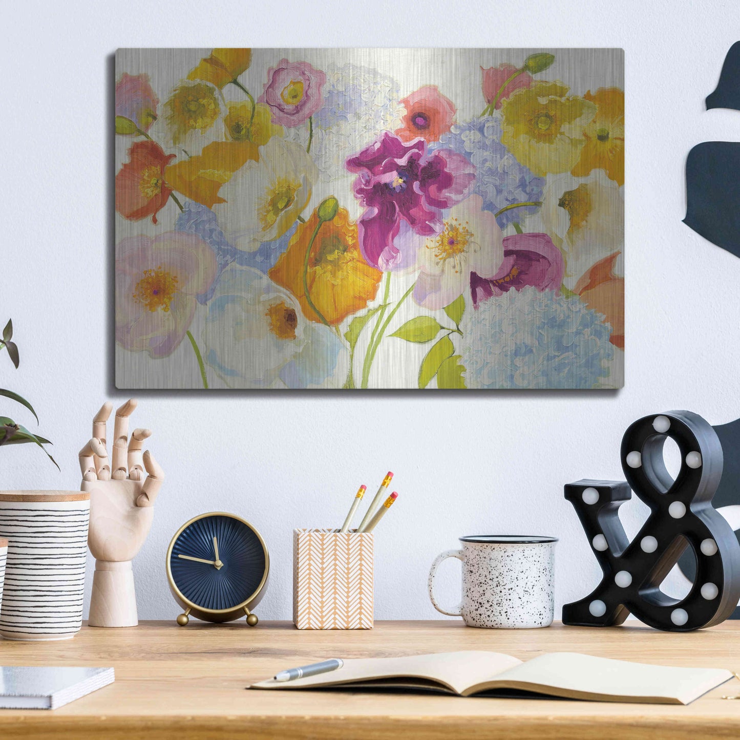 Luxe Metal Art 'For Paris on White' by Shirley Novak, Metal Wall Art,16x12