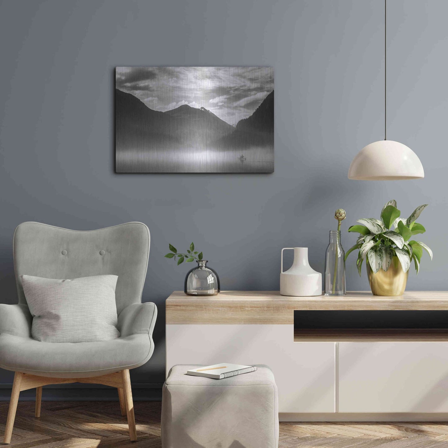 Luxe Metal Art  'Paddling Into The Mist Ii'  by Don Schwartz, Metal Wall Art,24x16