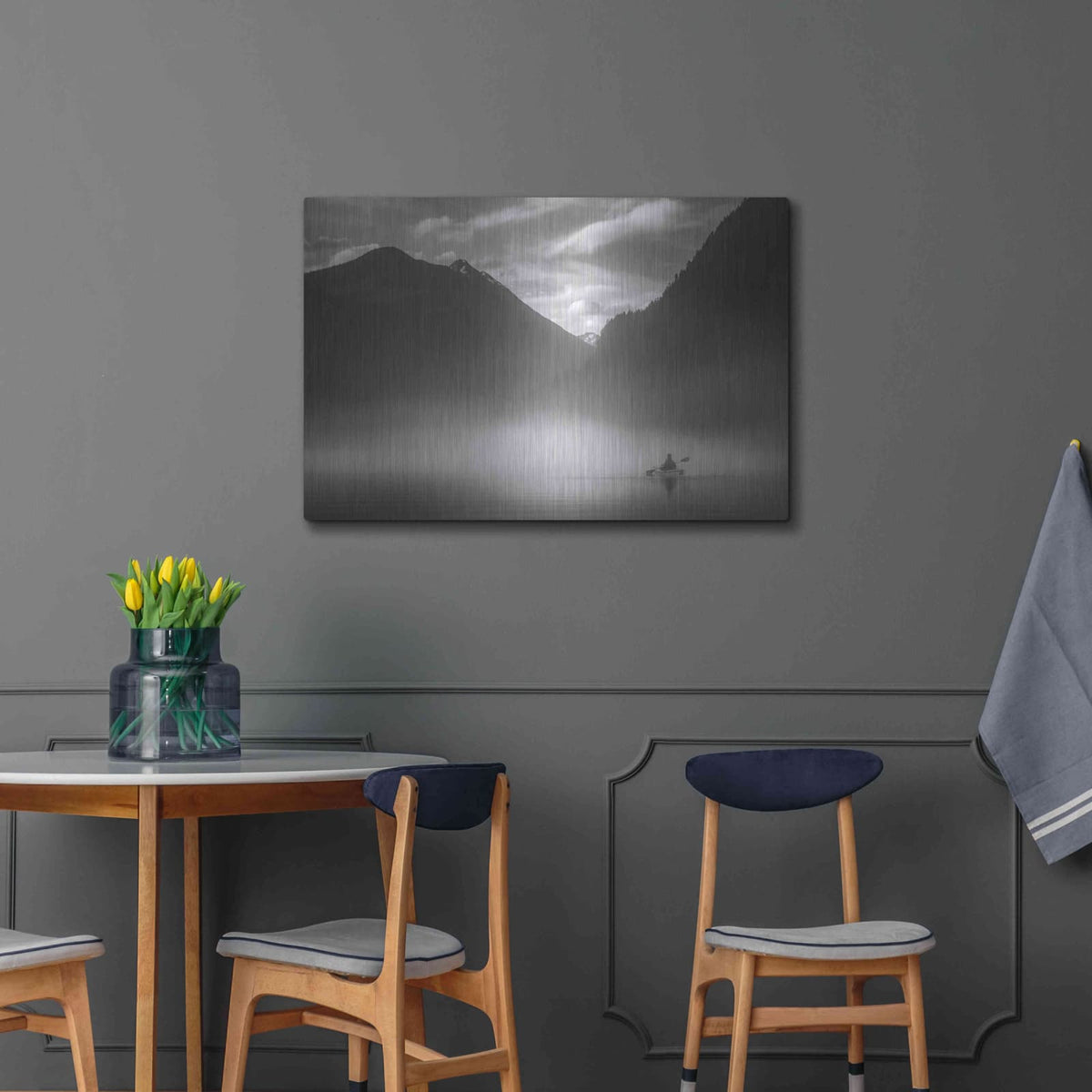 'Kayaker In The Mountain Mist' by Don Schwartz – Metal Wall Art, 36x24 room view