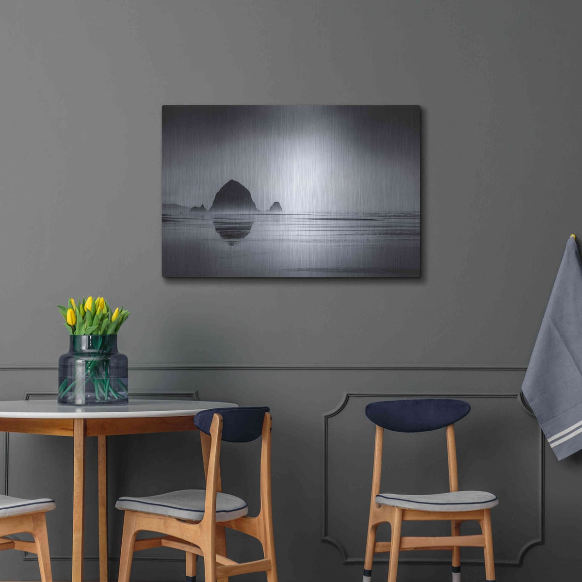 'Fog Surrounds Haystack Rock' by Don Schwartz – Metal Wall Art, 36x24 room view