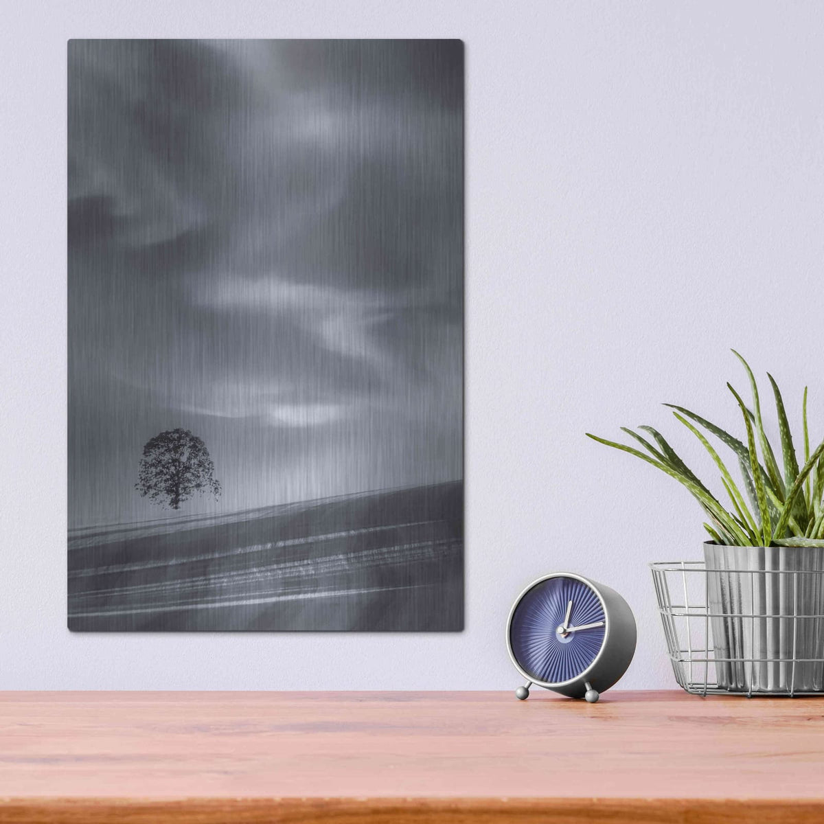 'Lone Tree On A Hillside' by Don Schwartz – Metal Wall Art, 12x16 room view