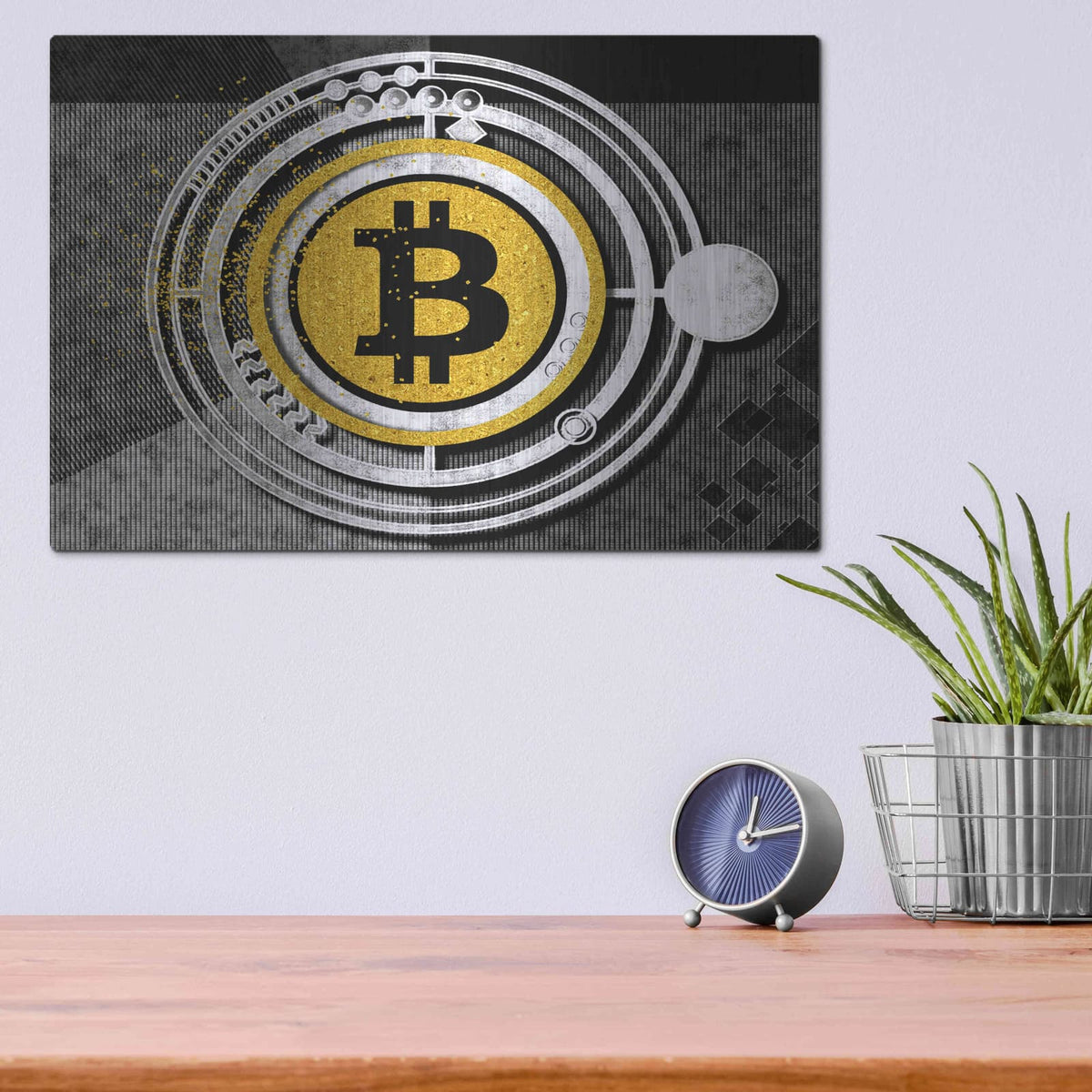 'Bitcoin Glitterball' by Karen Smith – Metal Wall Art, 16x12 room view