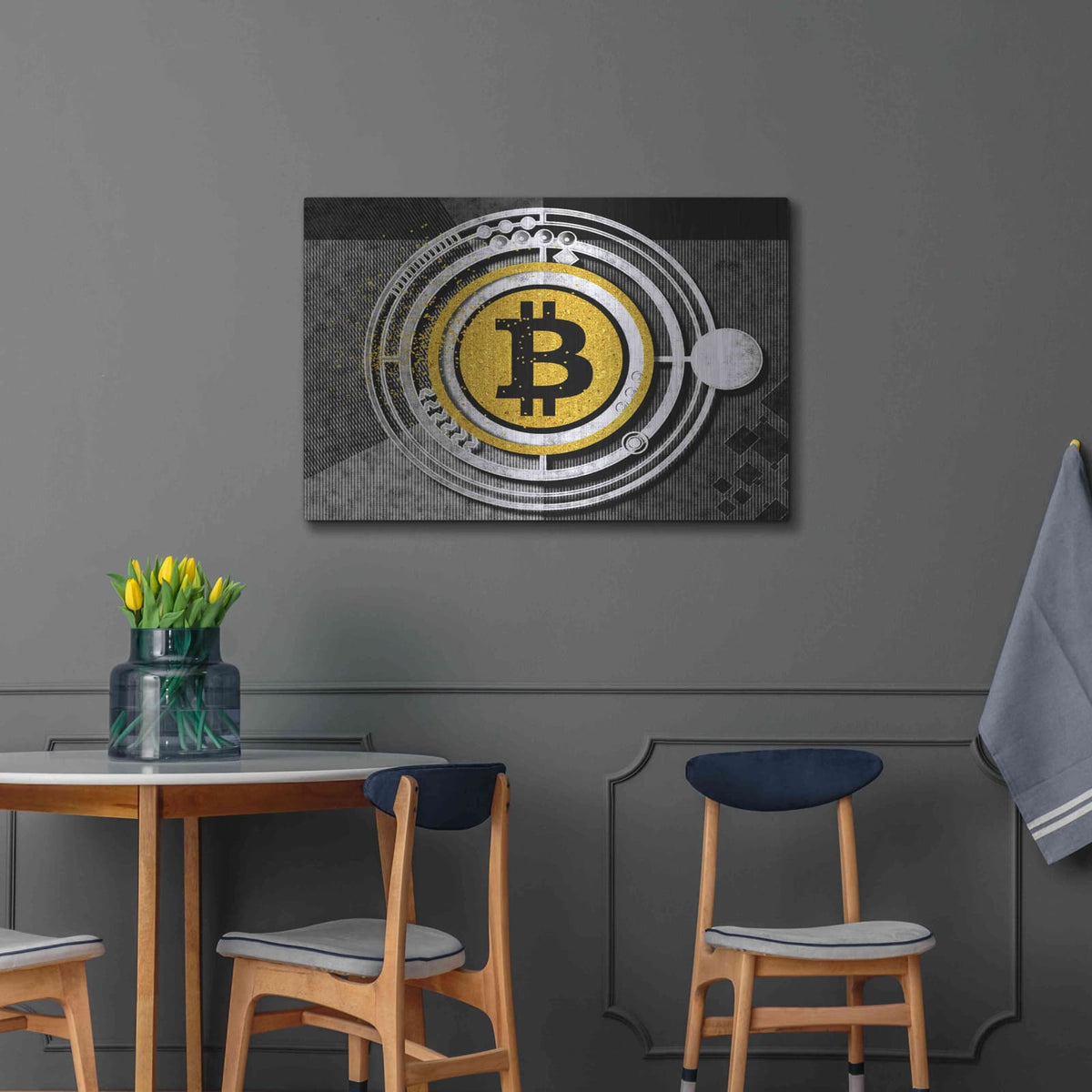 'Bitcoin Glitterball' by Karen Smith – Metal Wall Art, 36x24 room view