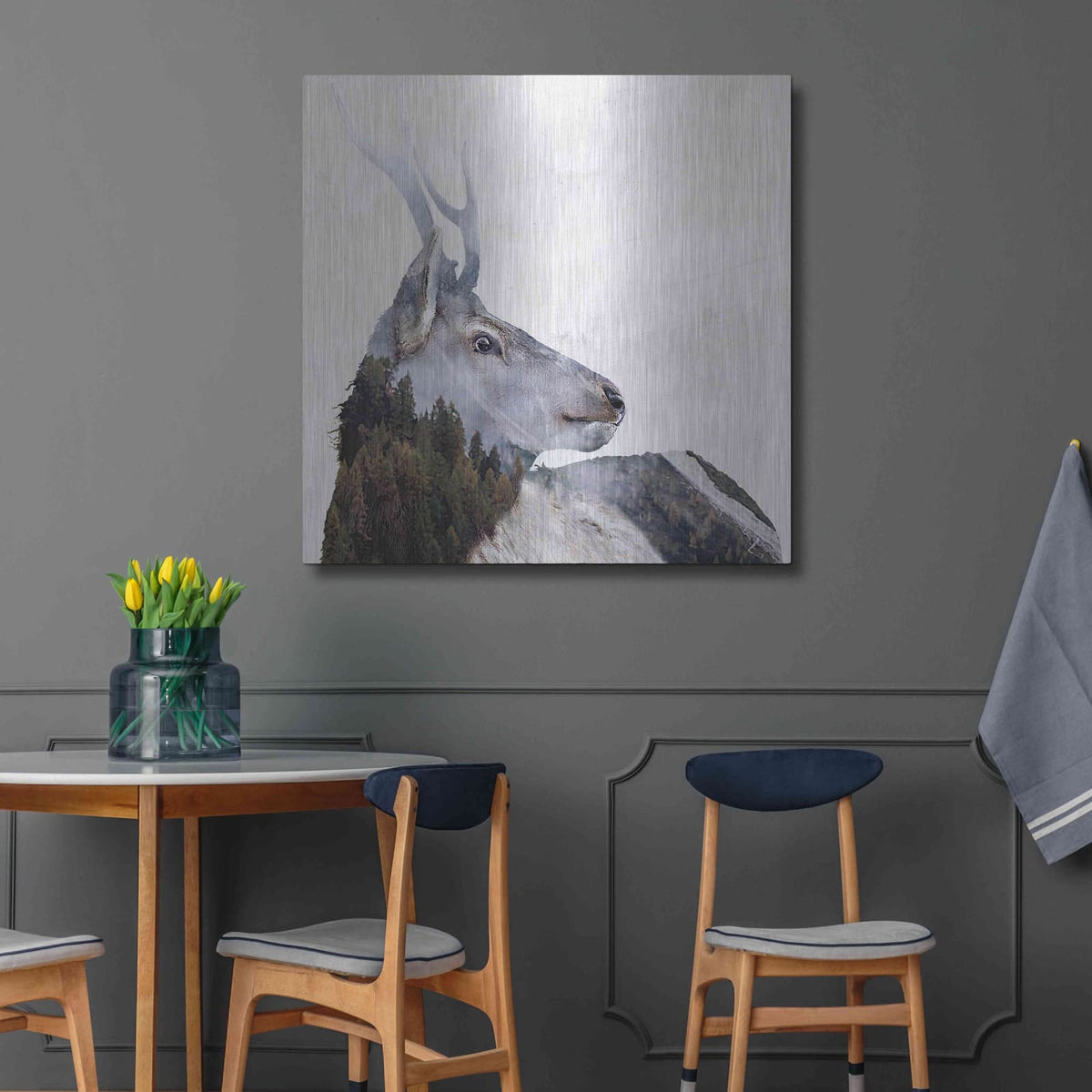 'Alpine Stag' by Karen Smith – Metal Wall Art, 36x36 room view