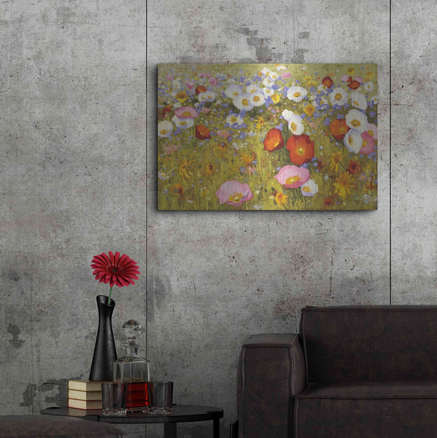 Luxe Metal Art 'Champ de Fleur III' by Shirley Novak, Metal Wall Art,36x24