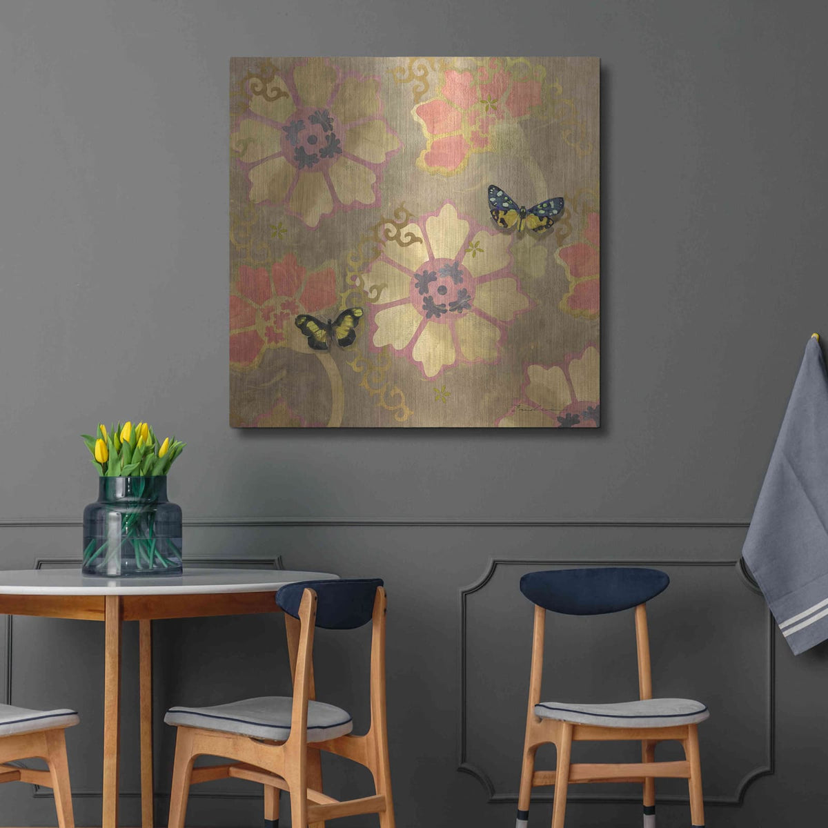 'Duchess Bellflower Paper' by Evelia Designs – Metal Wall Art, 36x36 room view