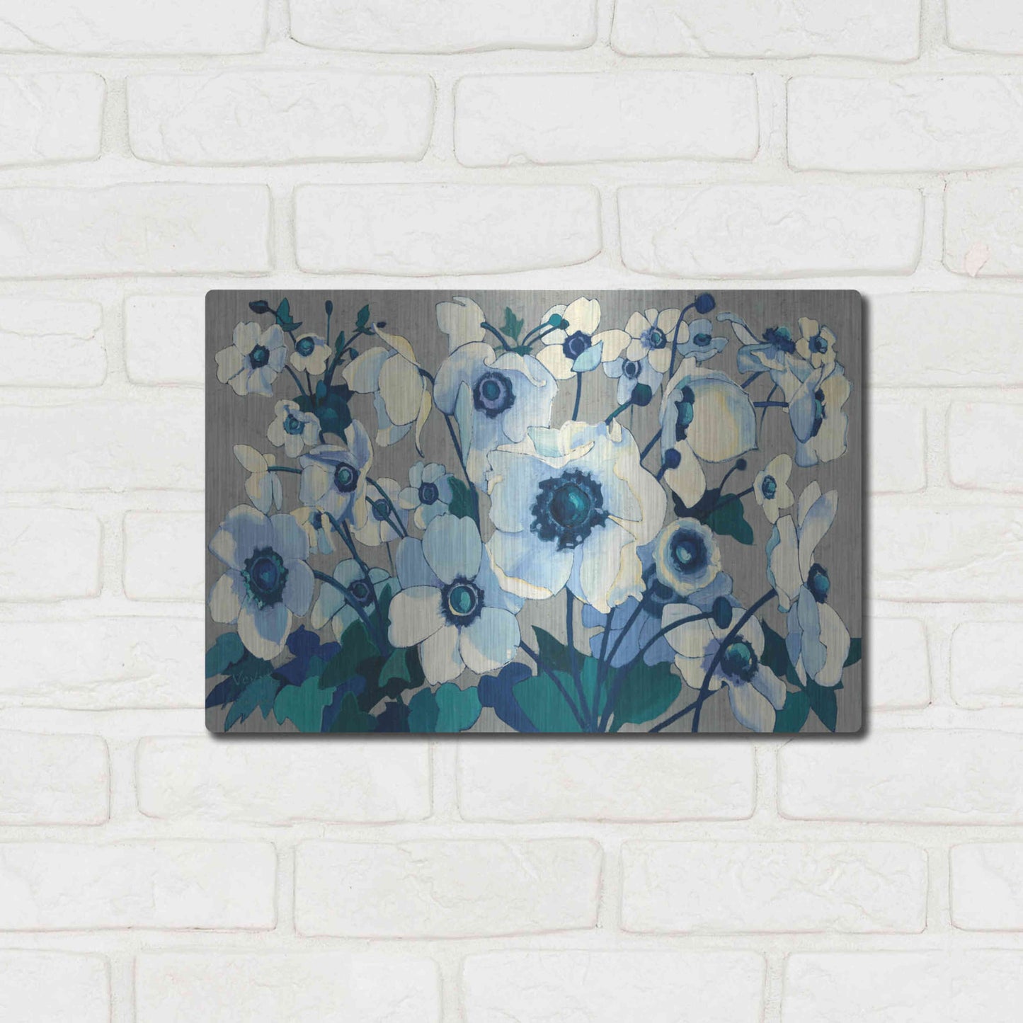 Luxe Metal Art 'Anemones Japonaises I' by Shirley Novak, Metal Wall Art,16x12