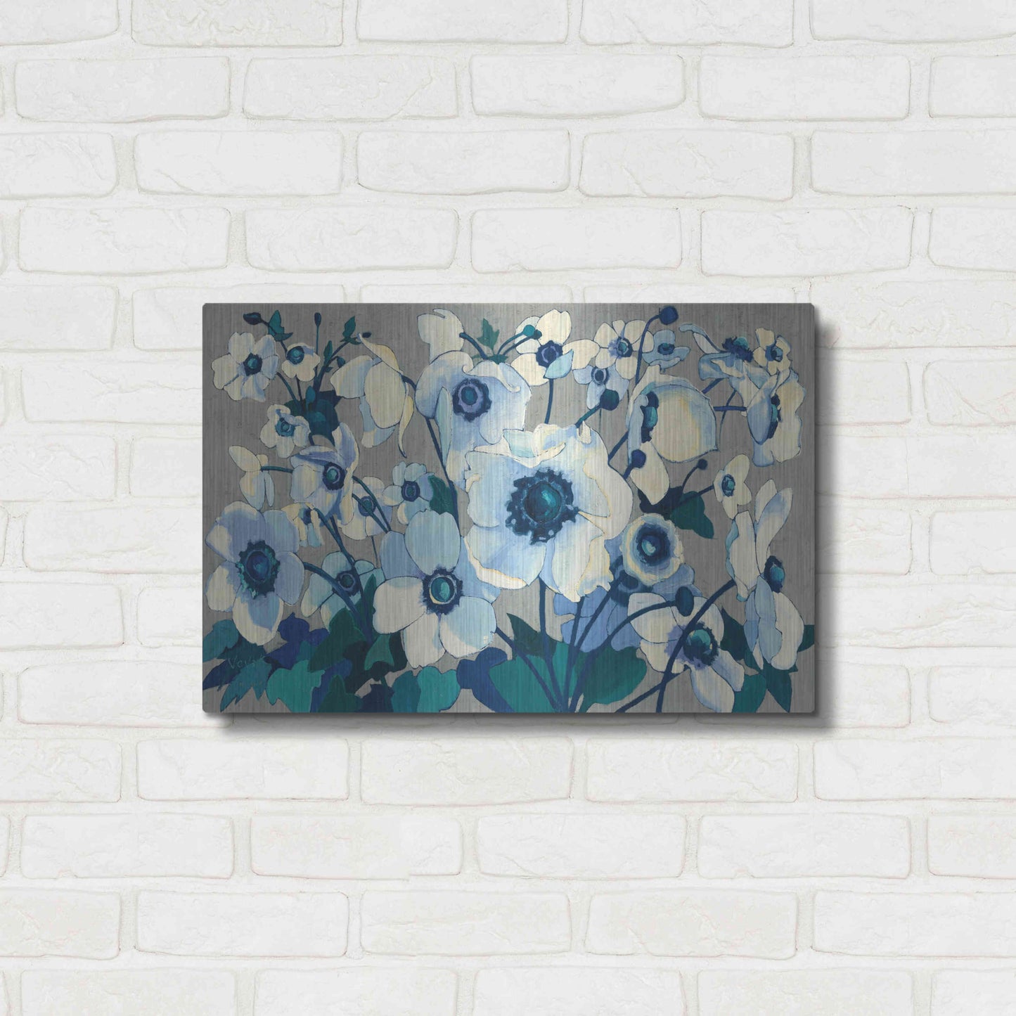 Luxe Metal Art 'Anemones Japonaises I' by Shirley Novak, Metal Wall Art,24x16