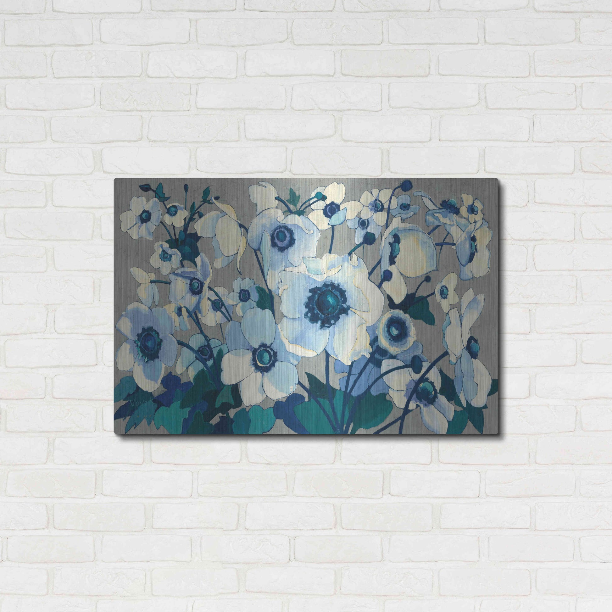 Luxe Metal Art 'Anemones Japonaises I' by Shirley Novak, Metal Wall Art,36x24