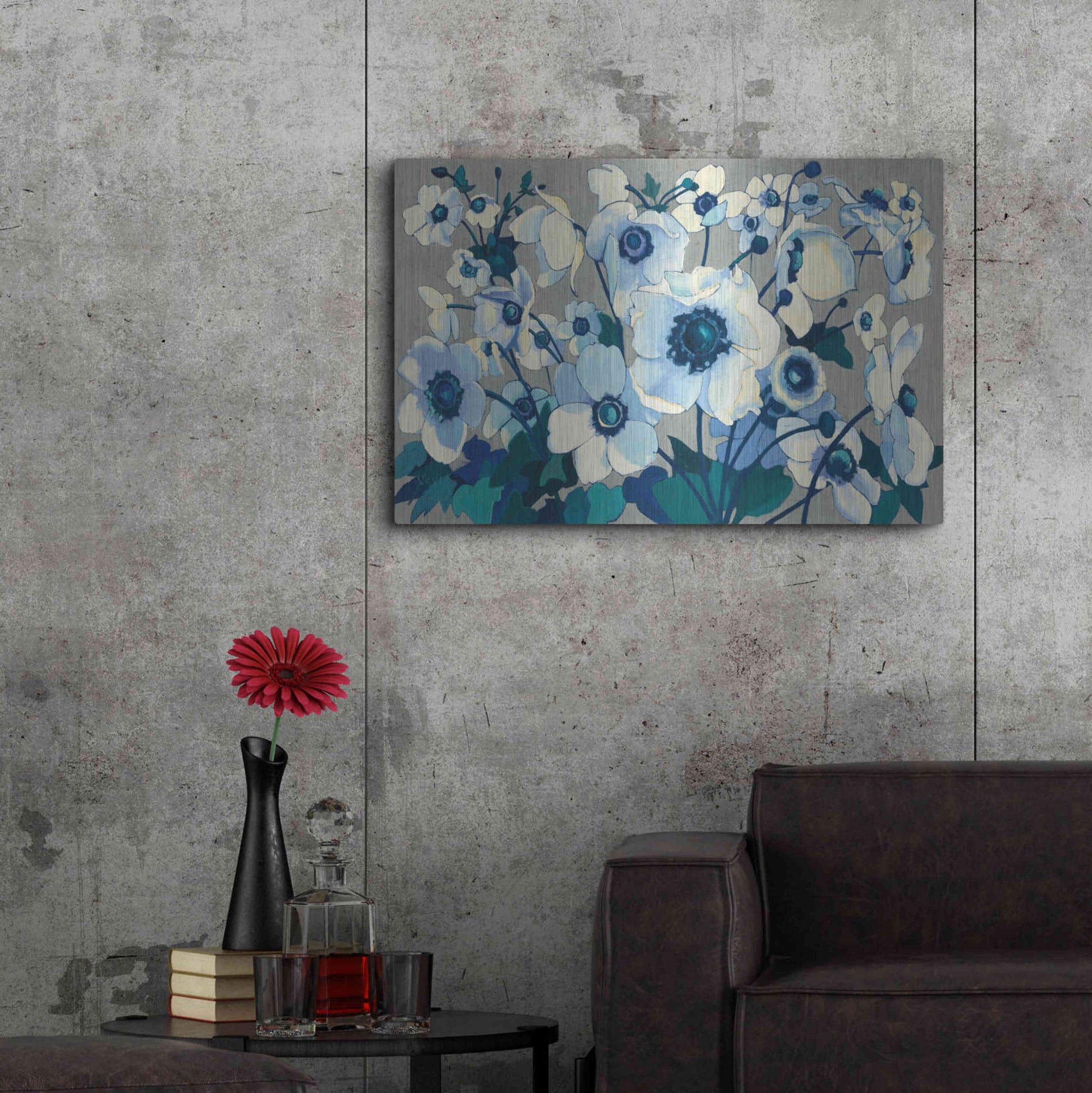 Luxe Metal Art 'Anemones Japonaises I' by Shirley Novak, Metal Wall Art,36x24