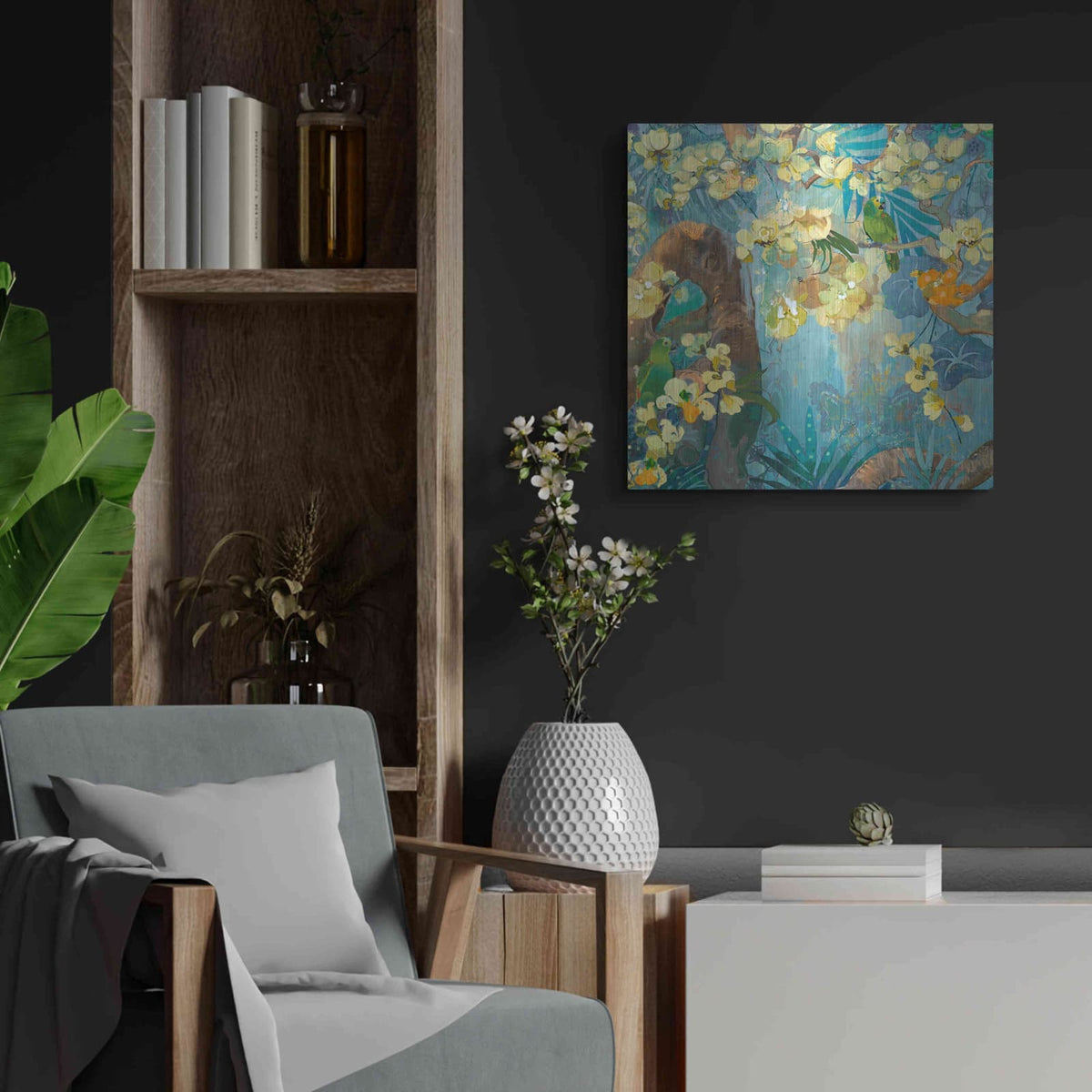 'Jaguar Jungle' by Evelia Designs – Metal Wall Art, 24x24 room view