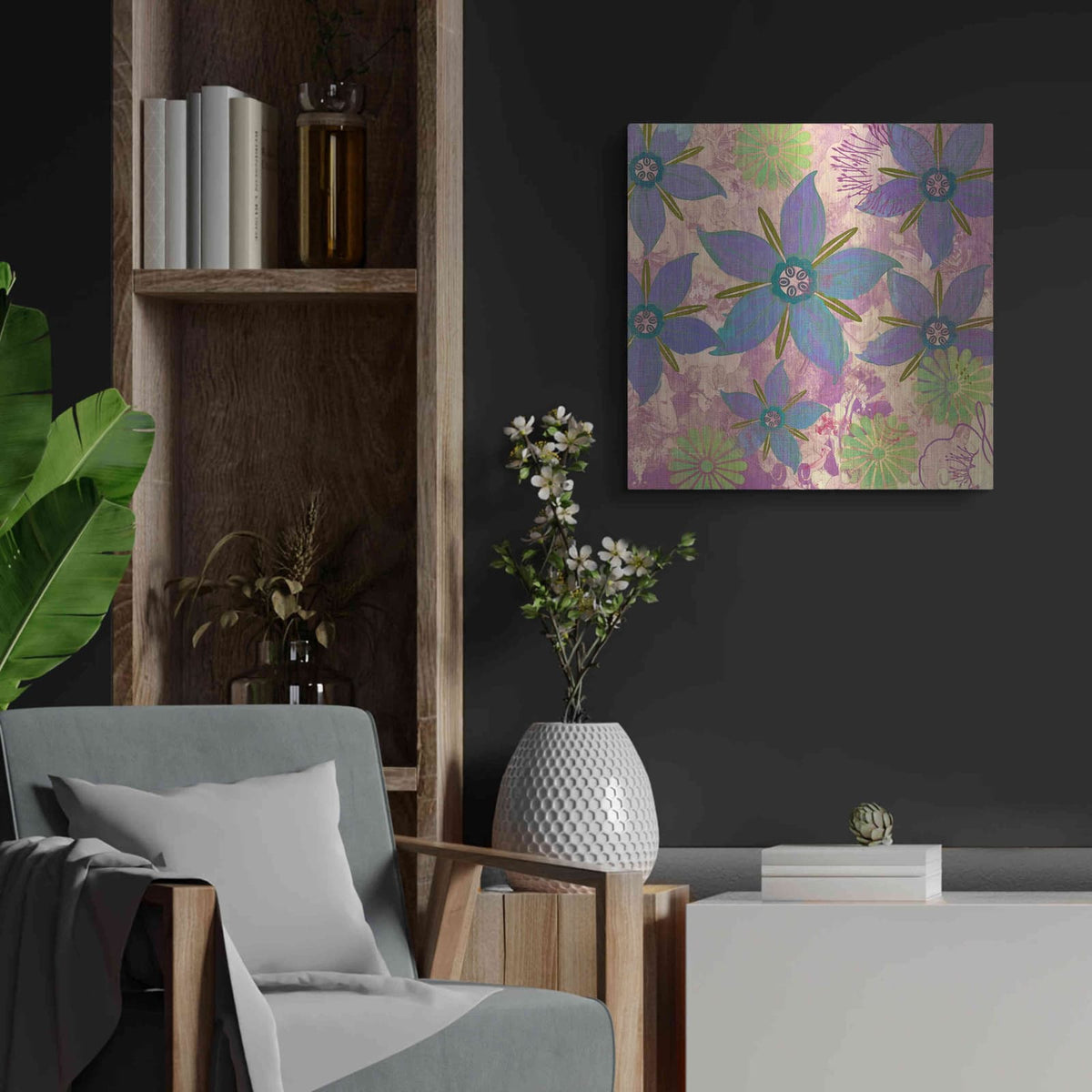 'Borage Sprites Of Sagrada' by Evelia Designs – Metal Wall Art, 24x24 room view