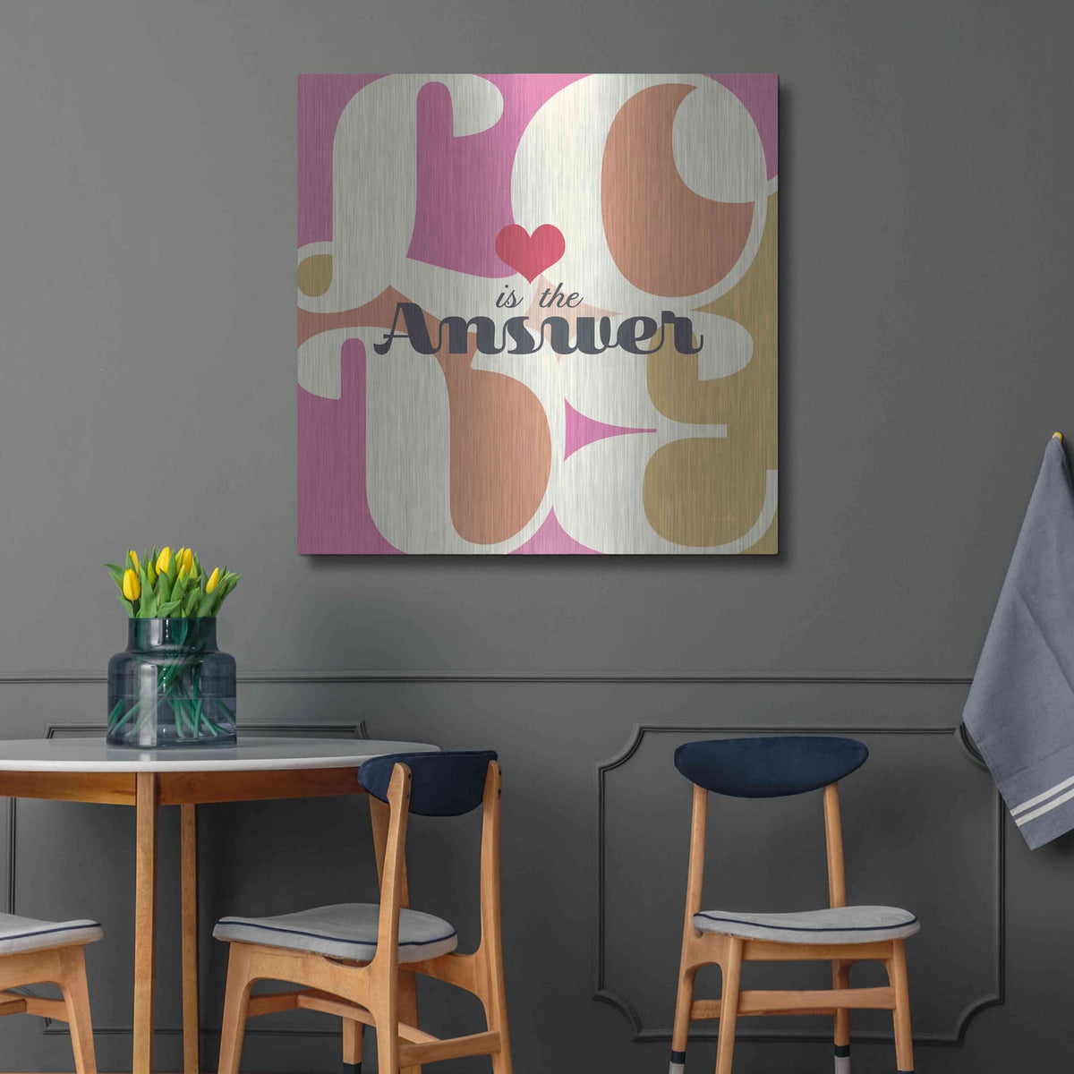 'Love Is The Answer' by Evelia Designs – Metal Wall Art, 36x36 room view