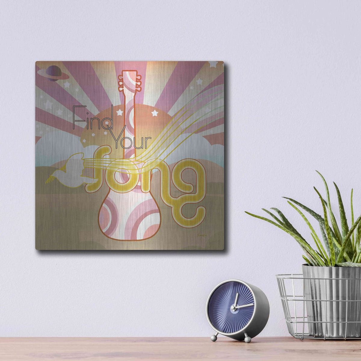'Max Out' by Evelia Designs – Metal Wall Art, 12x12 room view