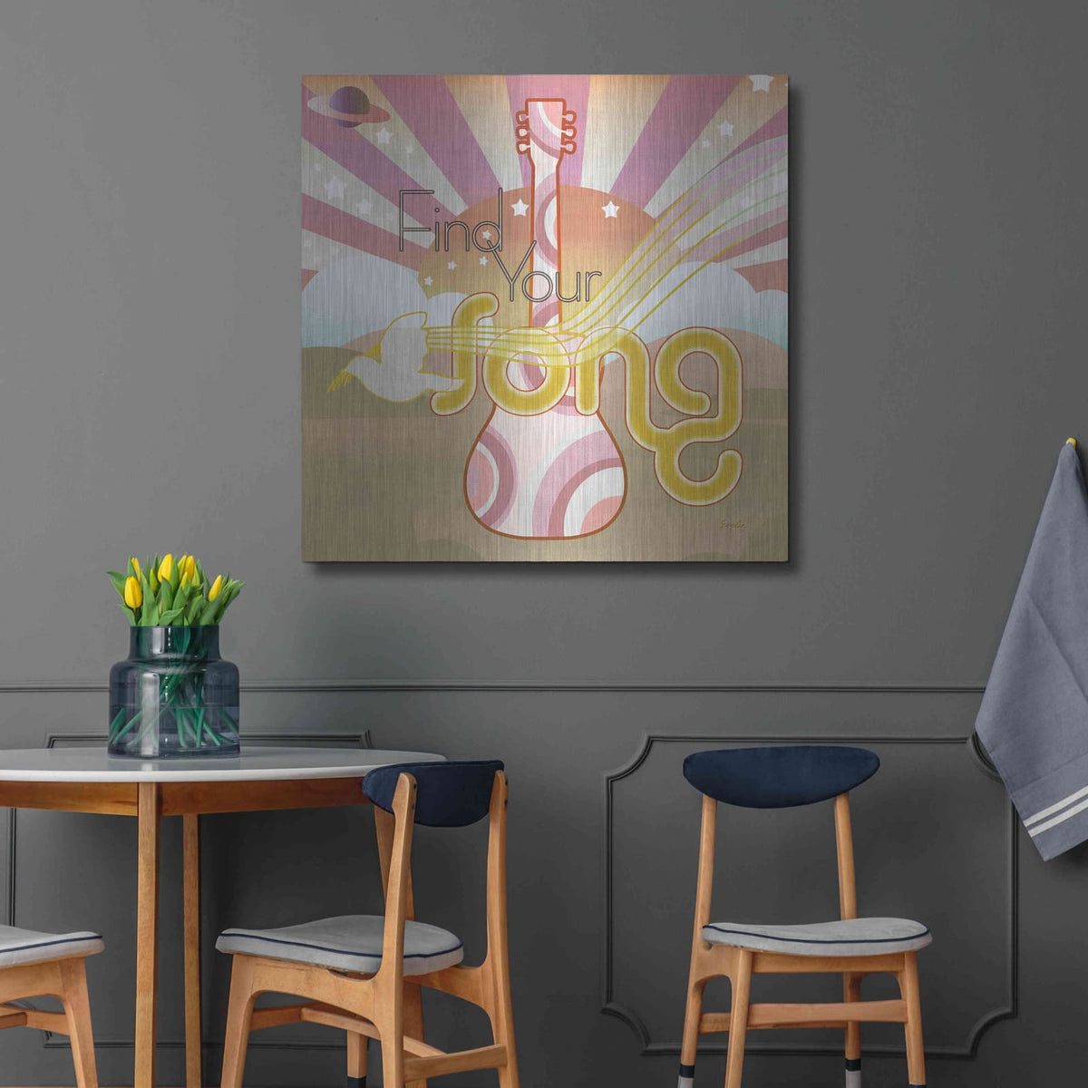 'Max Out' by Evelia Designs – Metal Wall Art, 36x36 room view