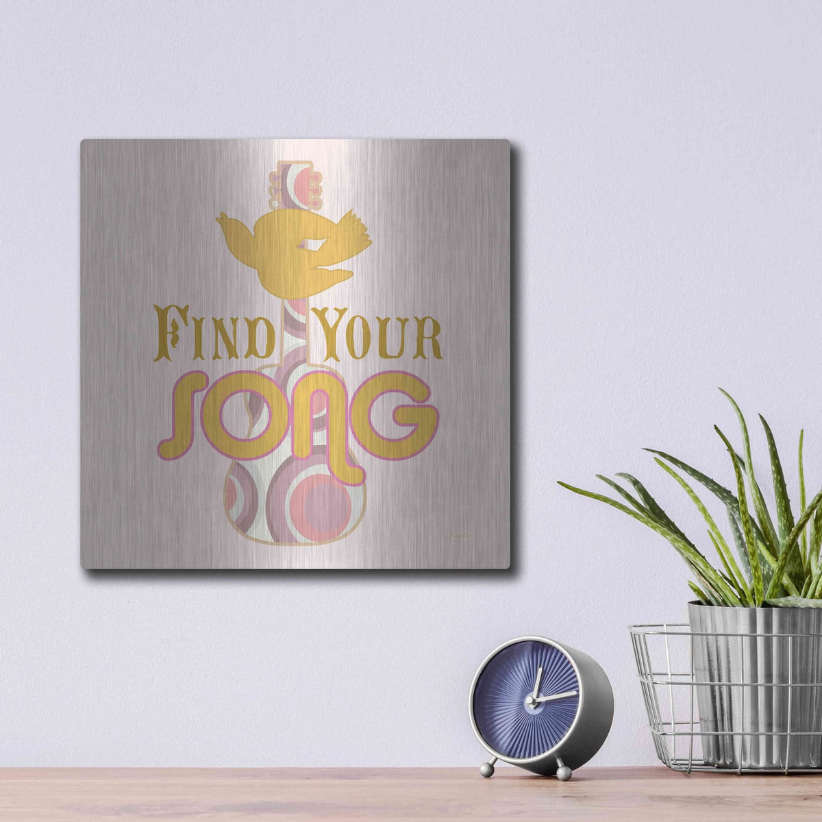 'Find Your Song' by Evelia Designs – Metal Wall Art, 12x12 room view