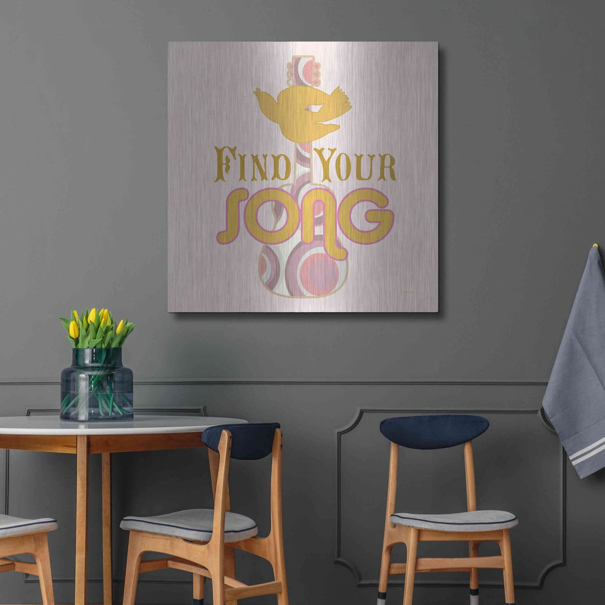 'Find Your Song' by Evelia Designs – Metal Wall Art, 36x36 room view