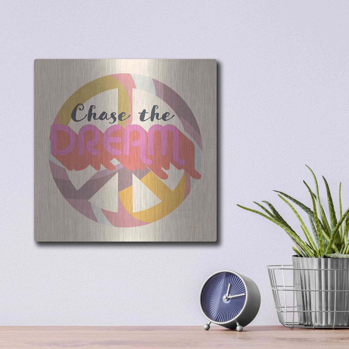'Chase The Dream' by Evelia Designs – Metal Wall Art, 12x12 room view