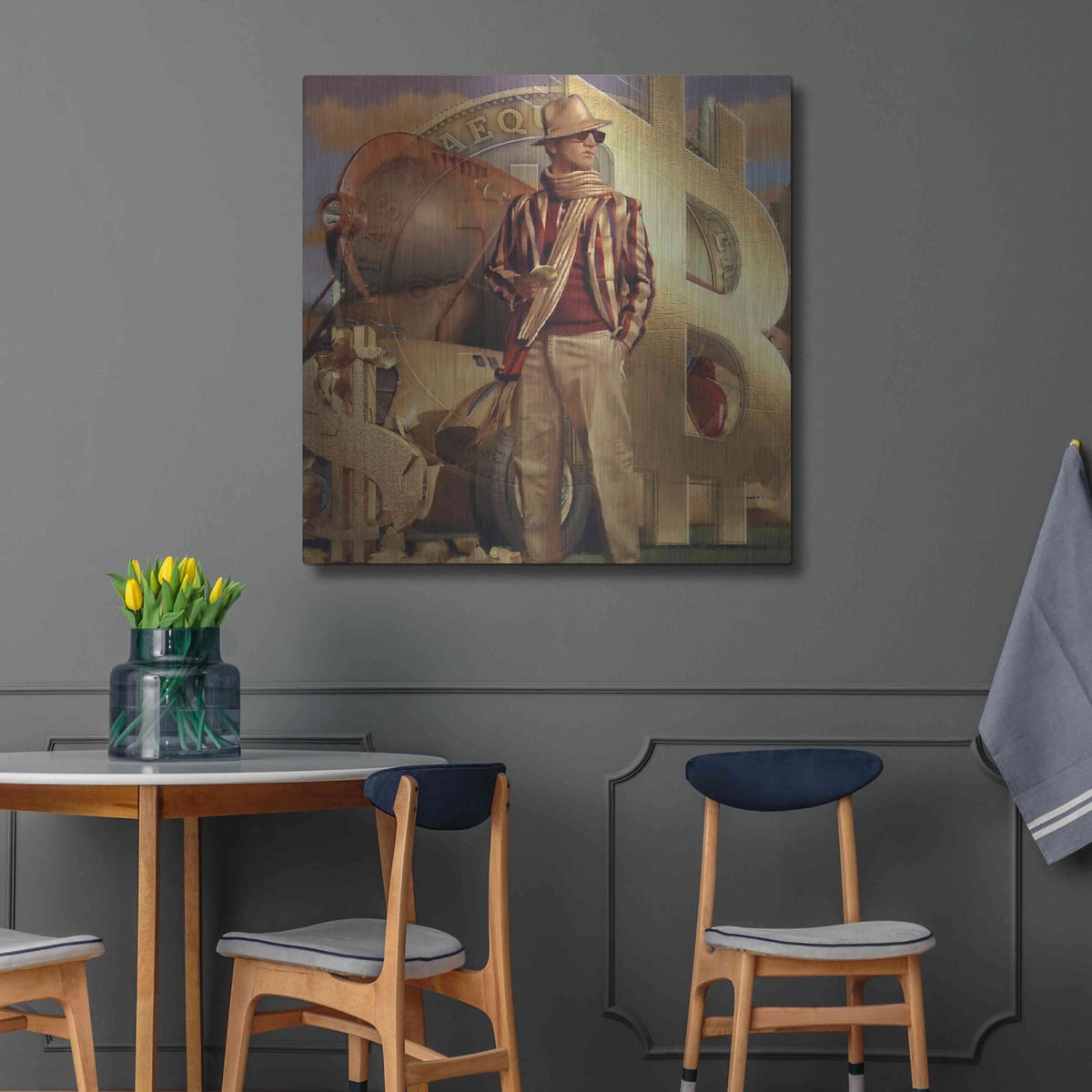'Bitcoin Deco Eleven' by Steve Hunziker – Metal Wall Art, 36x36 room view