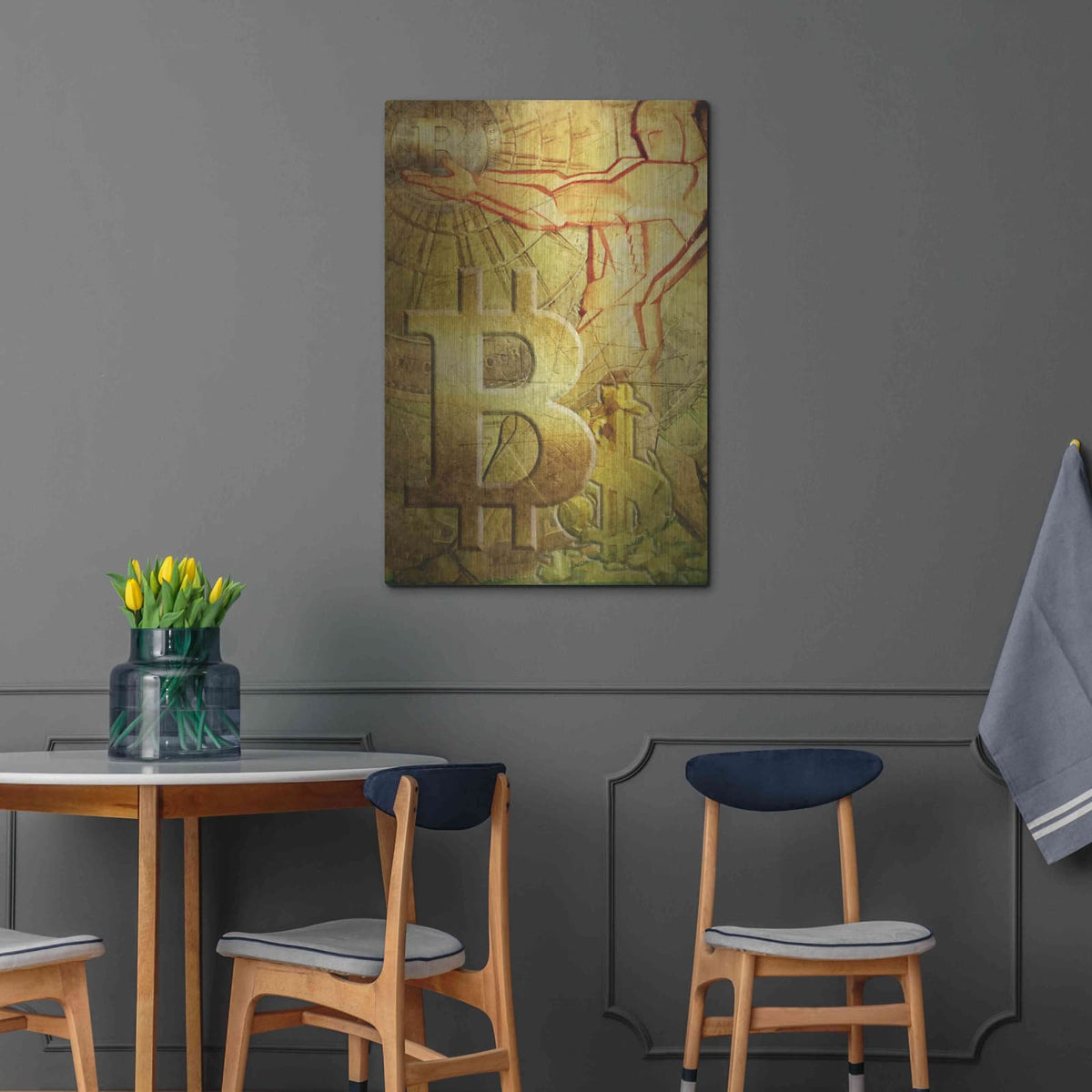 'Bitcoin Deco Nine' by Steve Hunziker – Metal Wall Art, 24x36 room view