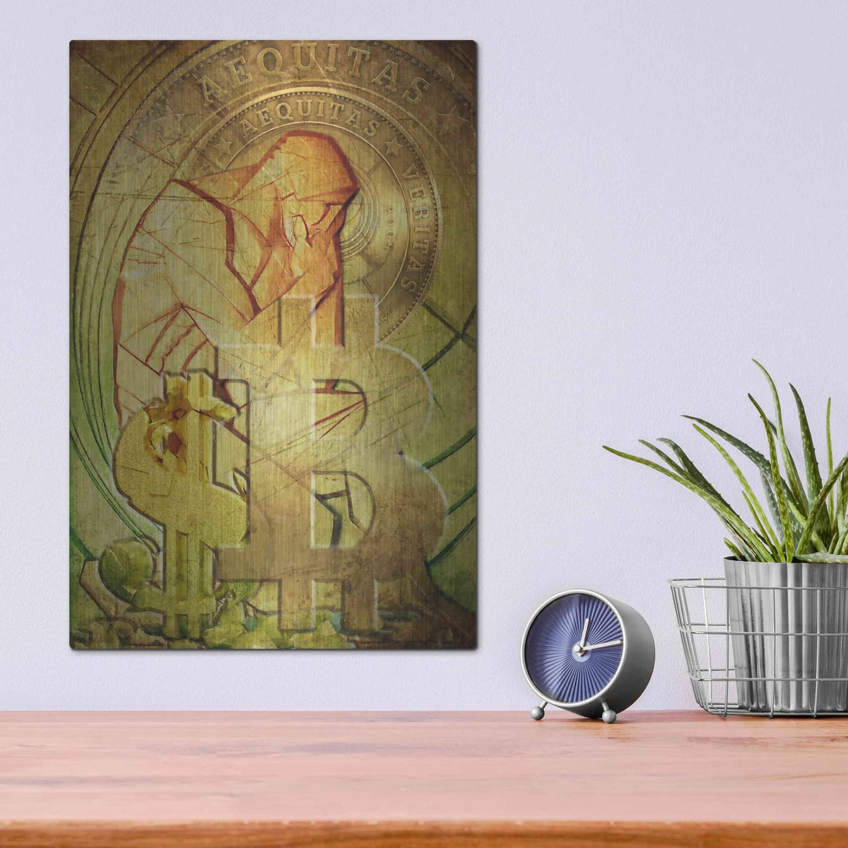 'Bitcoin Deco Eight' by Steve Hunziker – Metal Wall Art, 12x16 room view