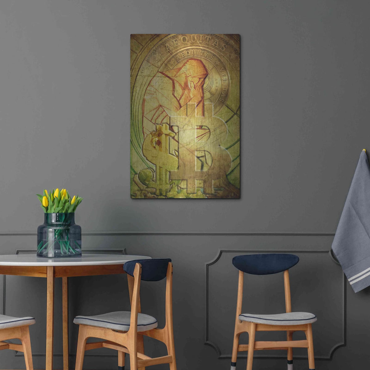 'Bitcoin Deco Eight' by Steve Hunziker – Metal Wall Art, 24x36 room view