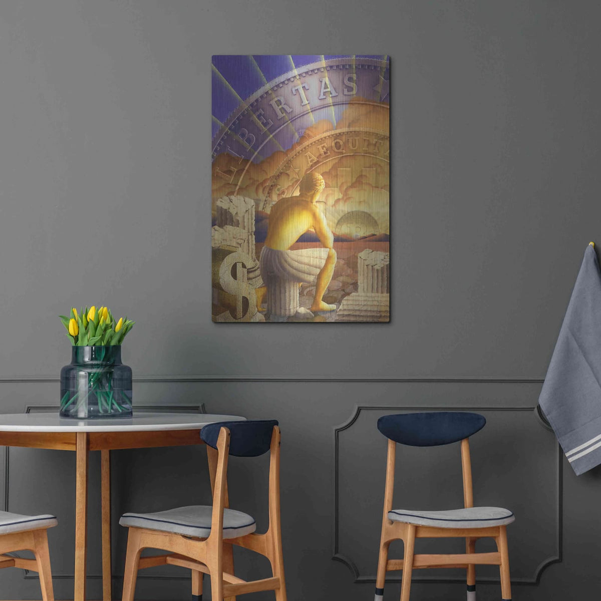 'Bitcoin Deco Five' by Steve Hunziker – Metal Wall Art, 24x36 room view