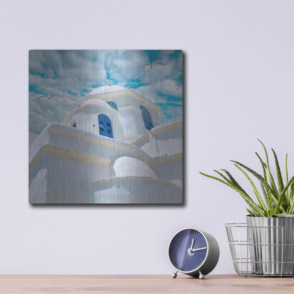 'Grecianblue Three' by Steve Hunziker – Metal Wall Art, 12x12 room view
