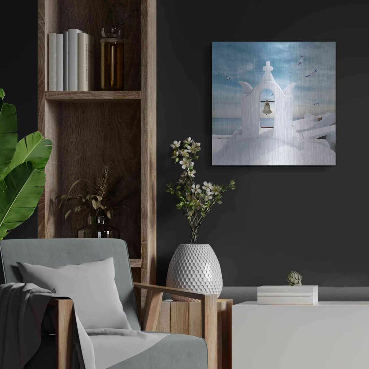 'Grecianblue Two' by Steve Hunziker – Metal Wall Art, 24x24 room view