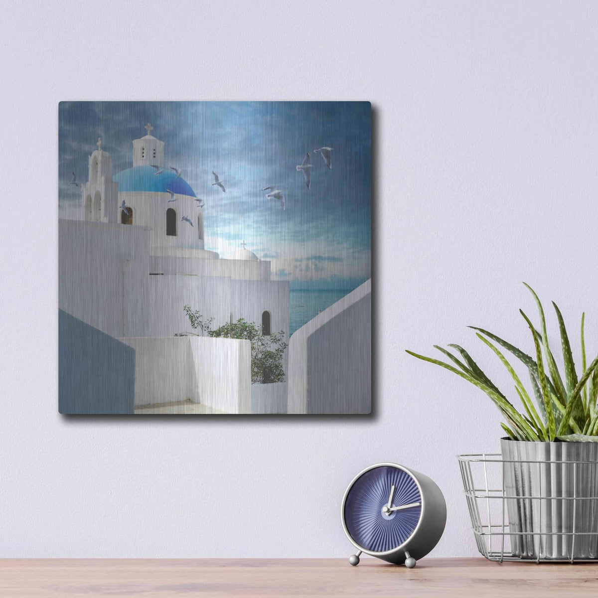 'Grecianblue One' by Steve Hunziker – Metal Wall Art, 12x12 room view