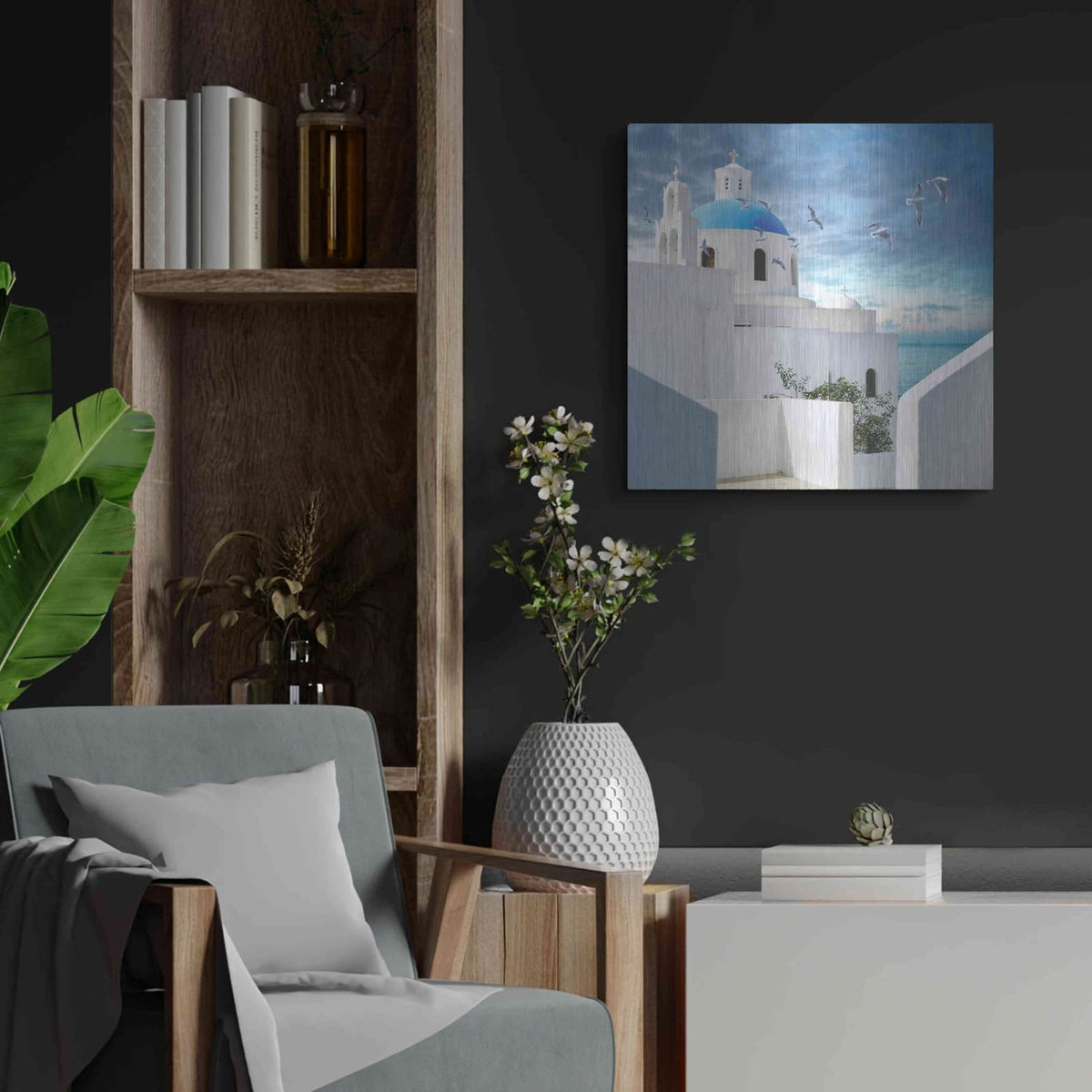 'Grecianblue One' by Steve Hunziker – Metal Wall Art, 24x24 room view