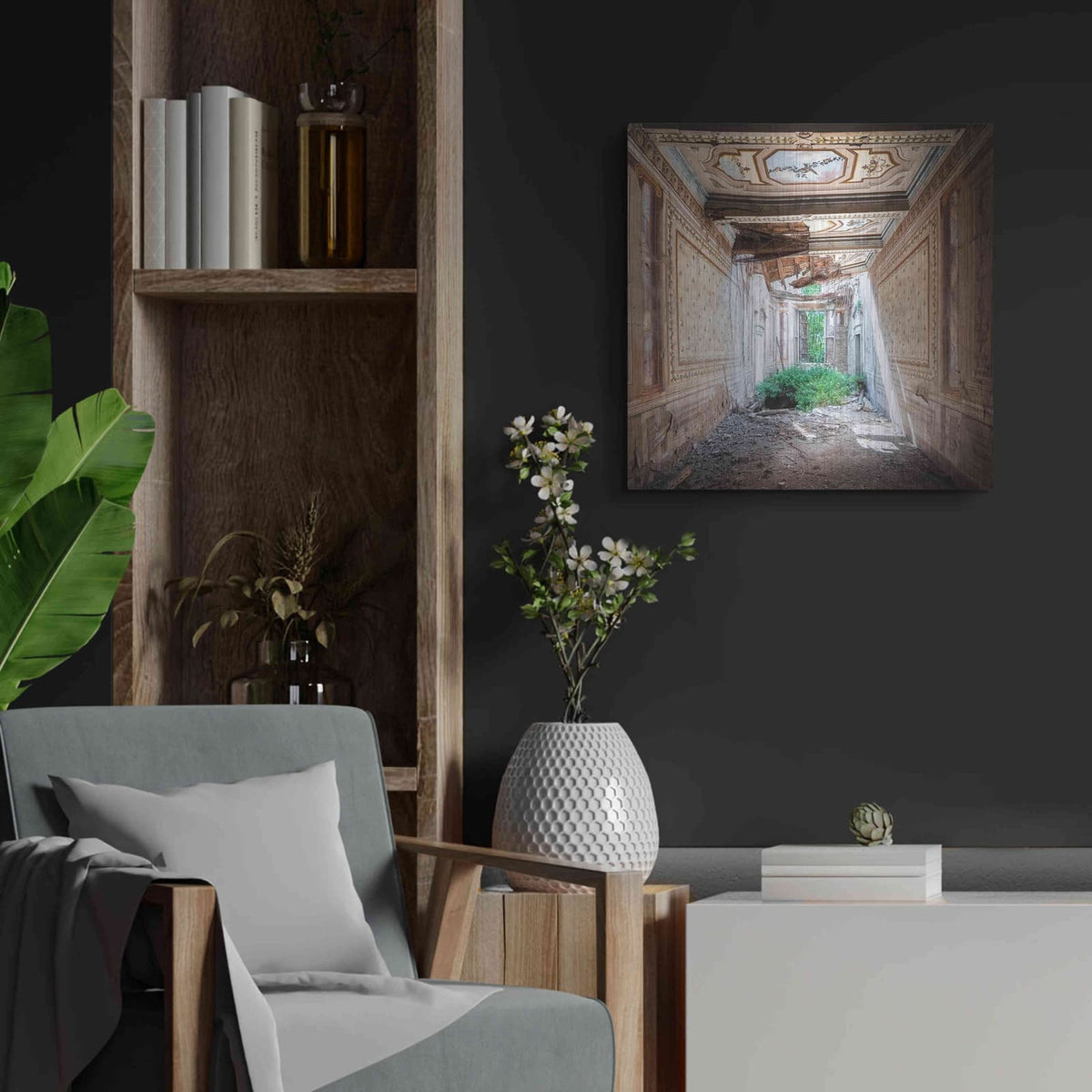 'Broken Farm' by Roman Robroek – Metal Wall Art, 24x24 room view
