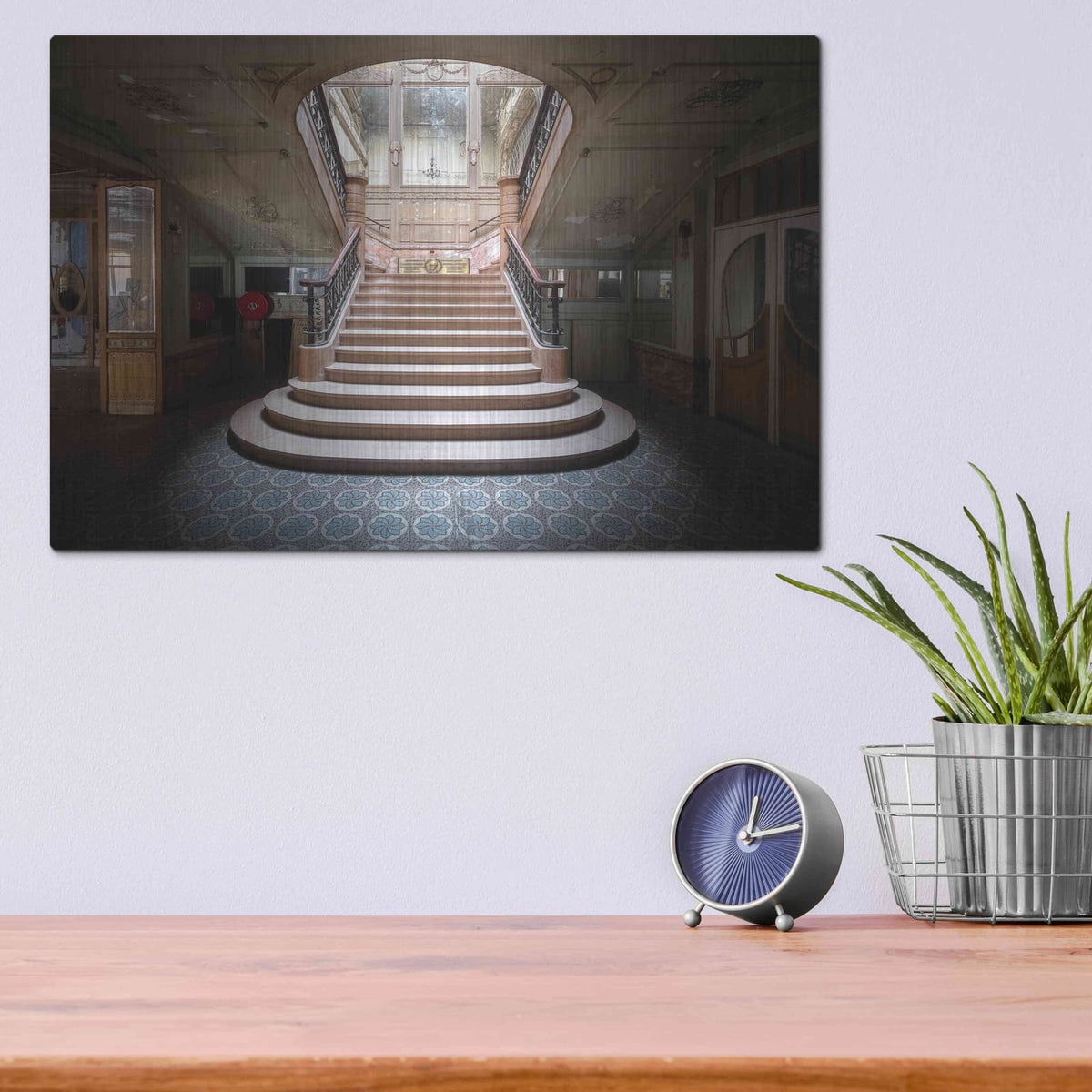 'Elegant Stairs Dark' by Roman Robroek – Metal Wall Art, 16x12 room view