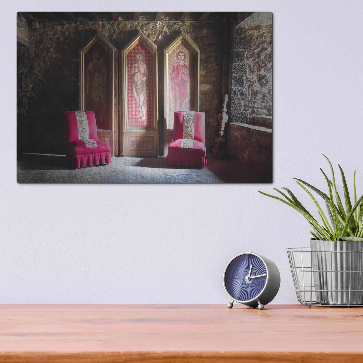 'Colorful Chairs' by Roman Robroek – Metal Wall Art, 16x12 room view