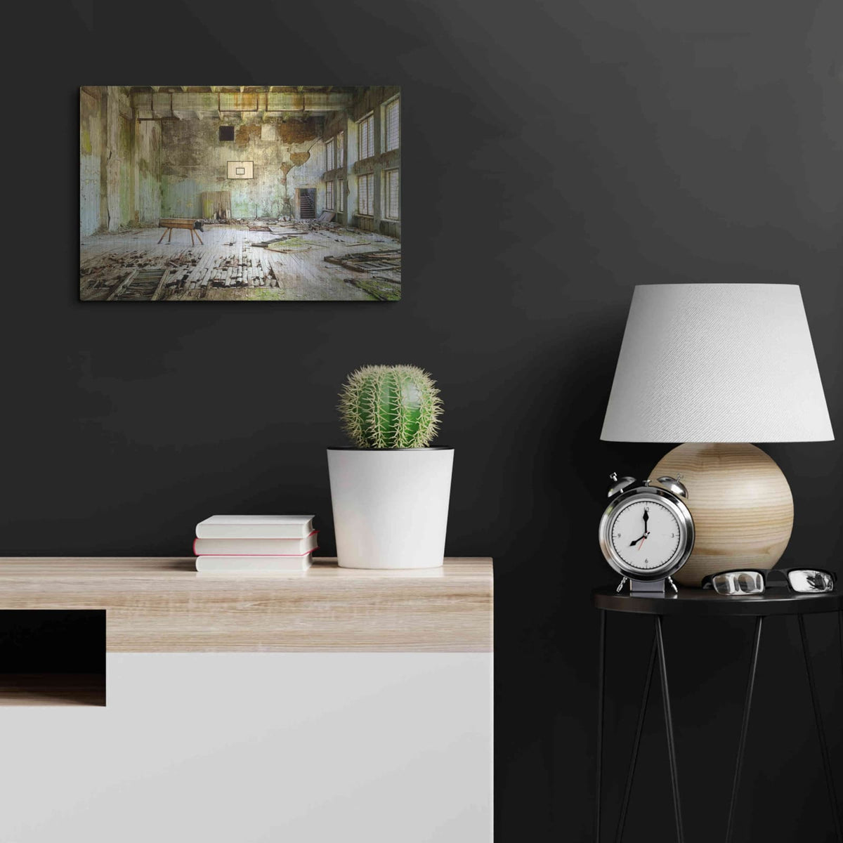 'Old Abandoned Gym' by Roman Robroek – Metal Wall Art, 24x16 room view