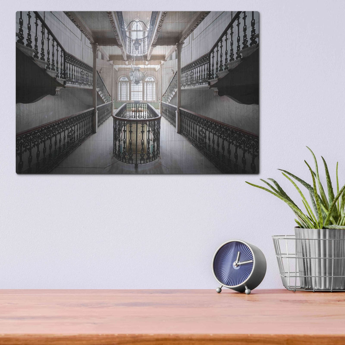 'Elegant Stairs' by Roman Robroek – Metal Wall Art, 16x12 room view