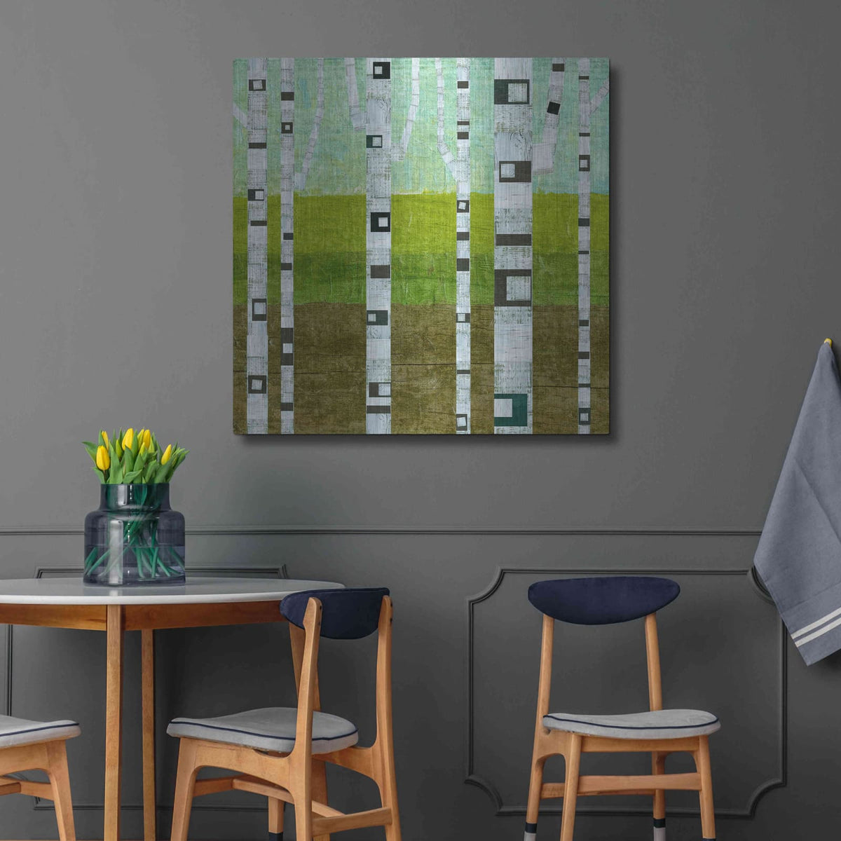 'Summer Birches' by Michelle Calkins – Metal Wall Art, 36x36 room view